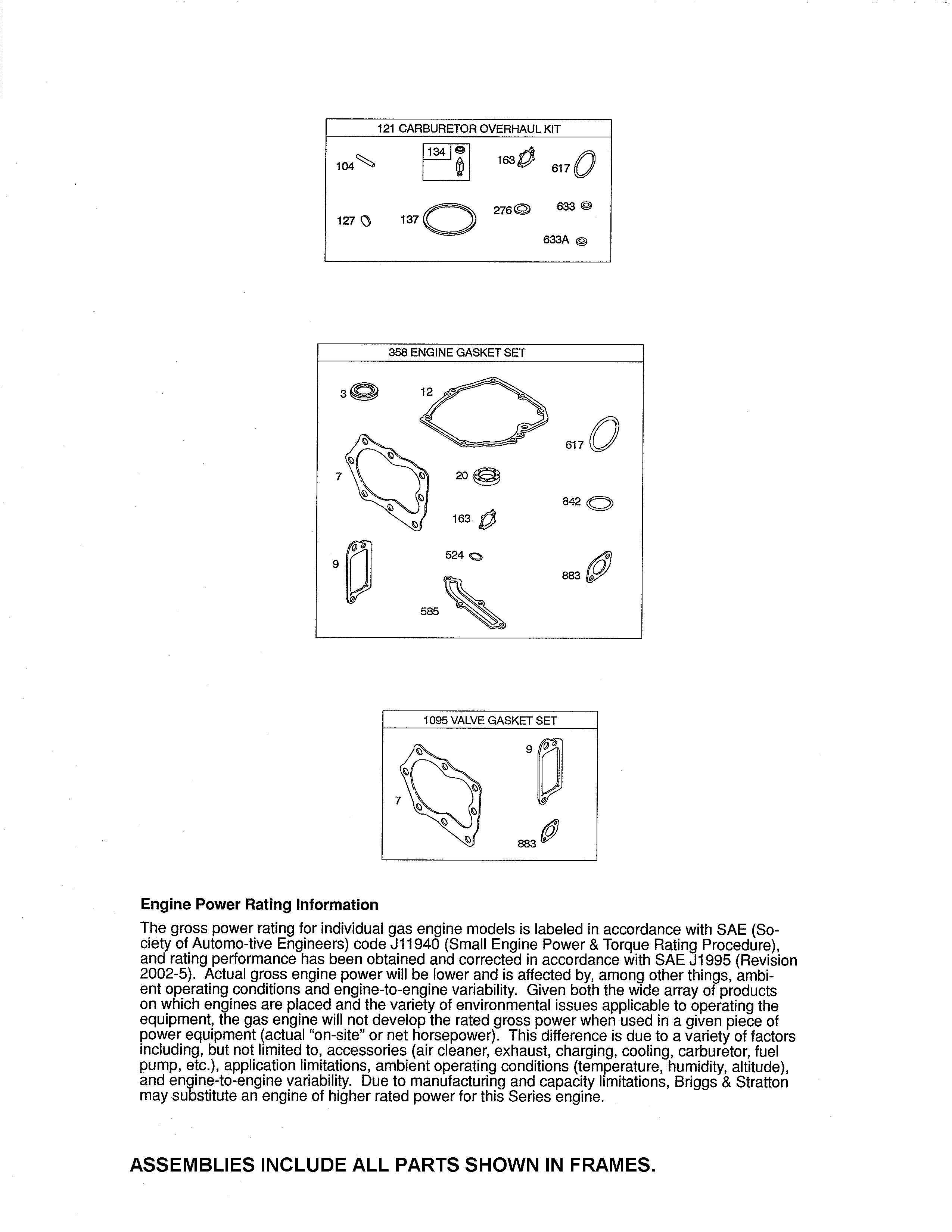 Husqvarna 917380460 gasket sets diagram