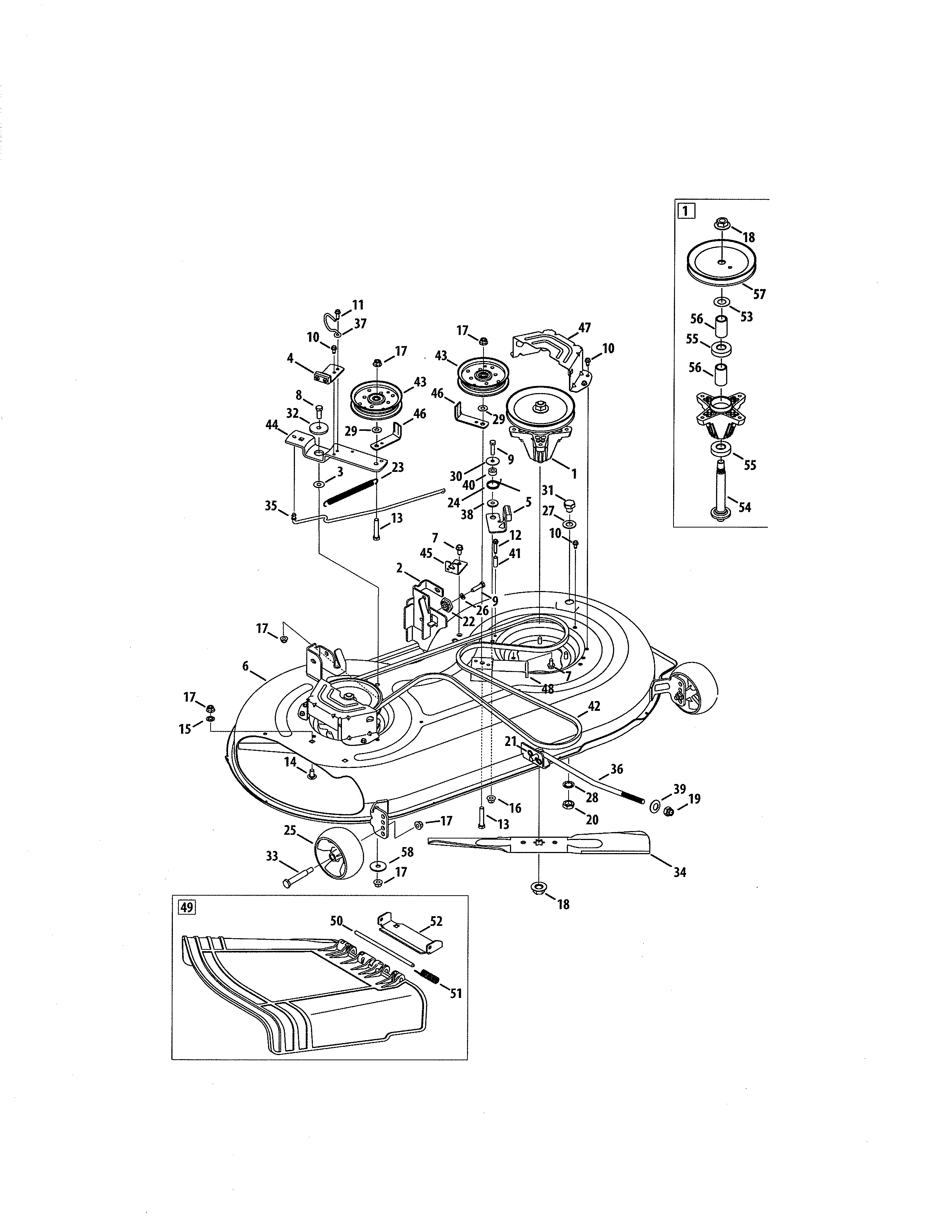 Craftsman 247288842 deck/spindle pulley diagram
