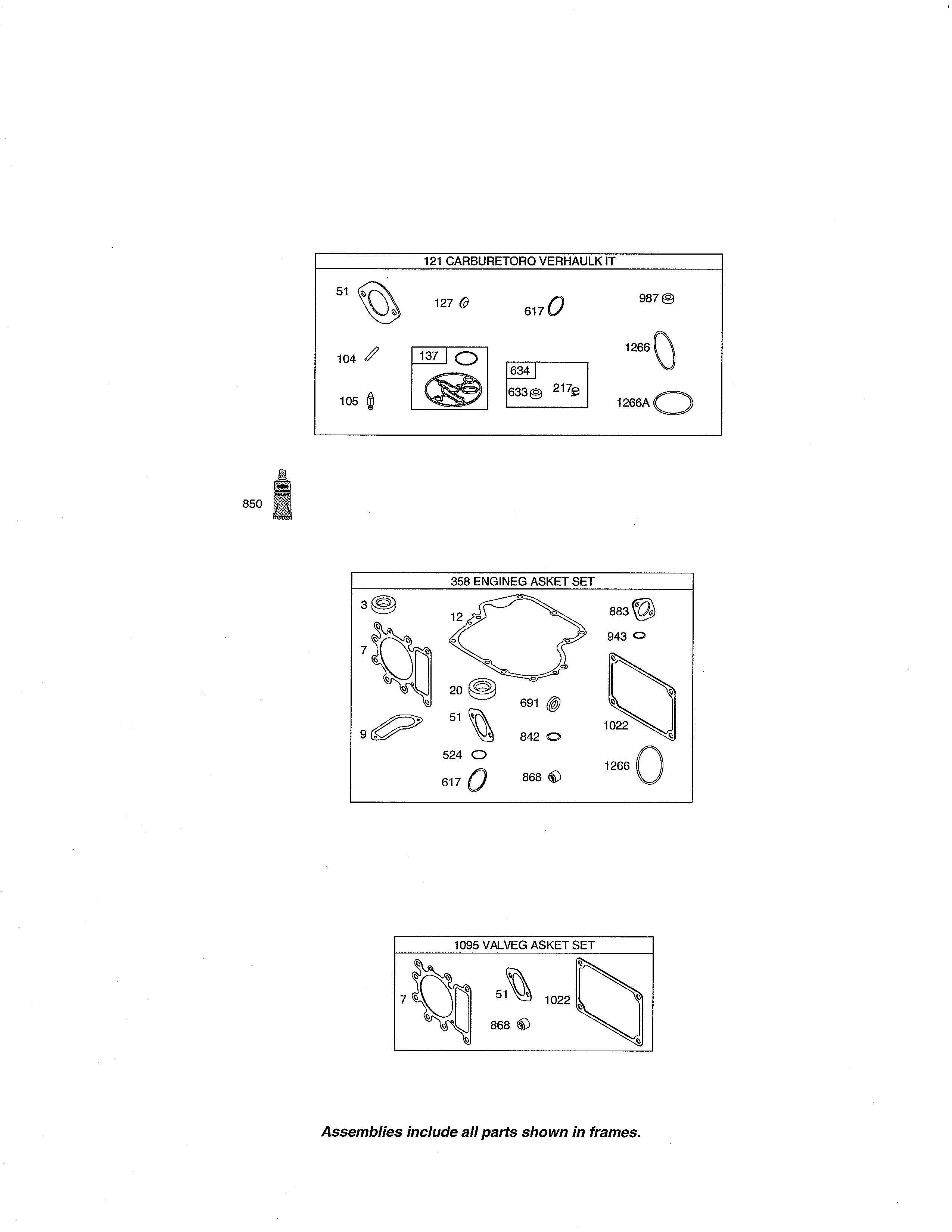 MTD 13BJ78SS099 gasket sets diagram