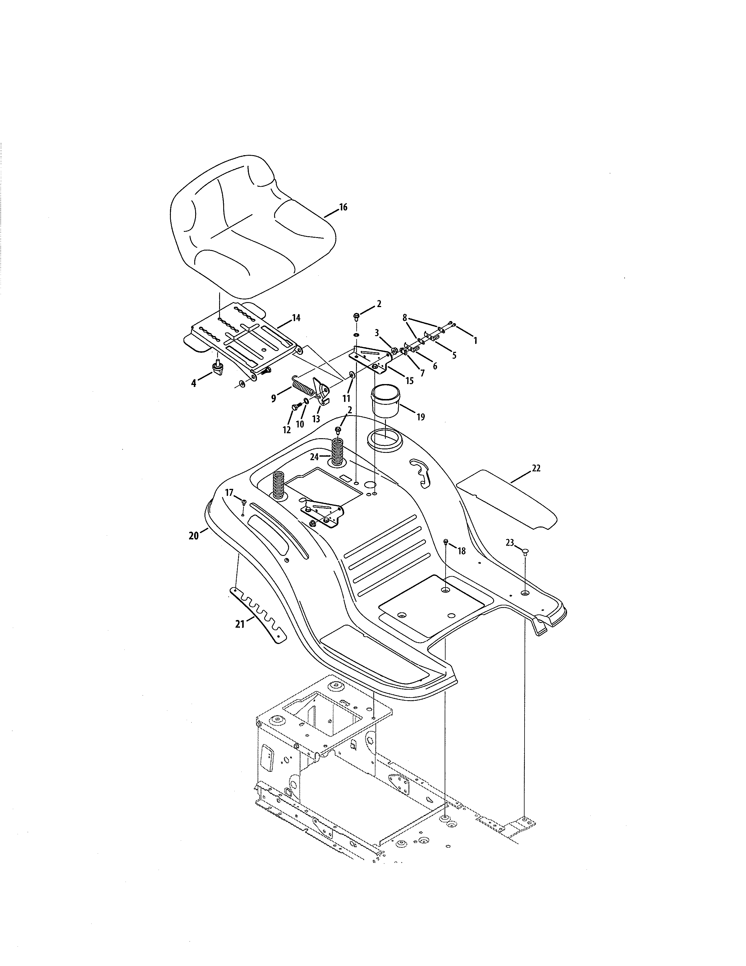 MTD 13AN77SS299 seat/fender diagram