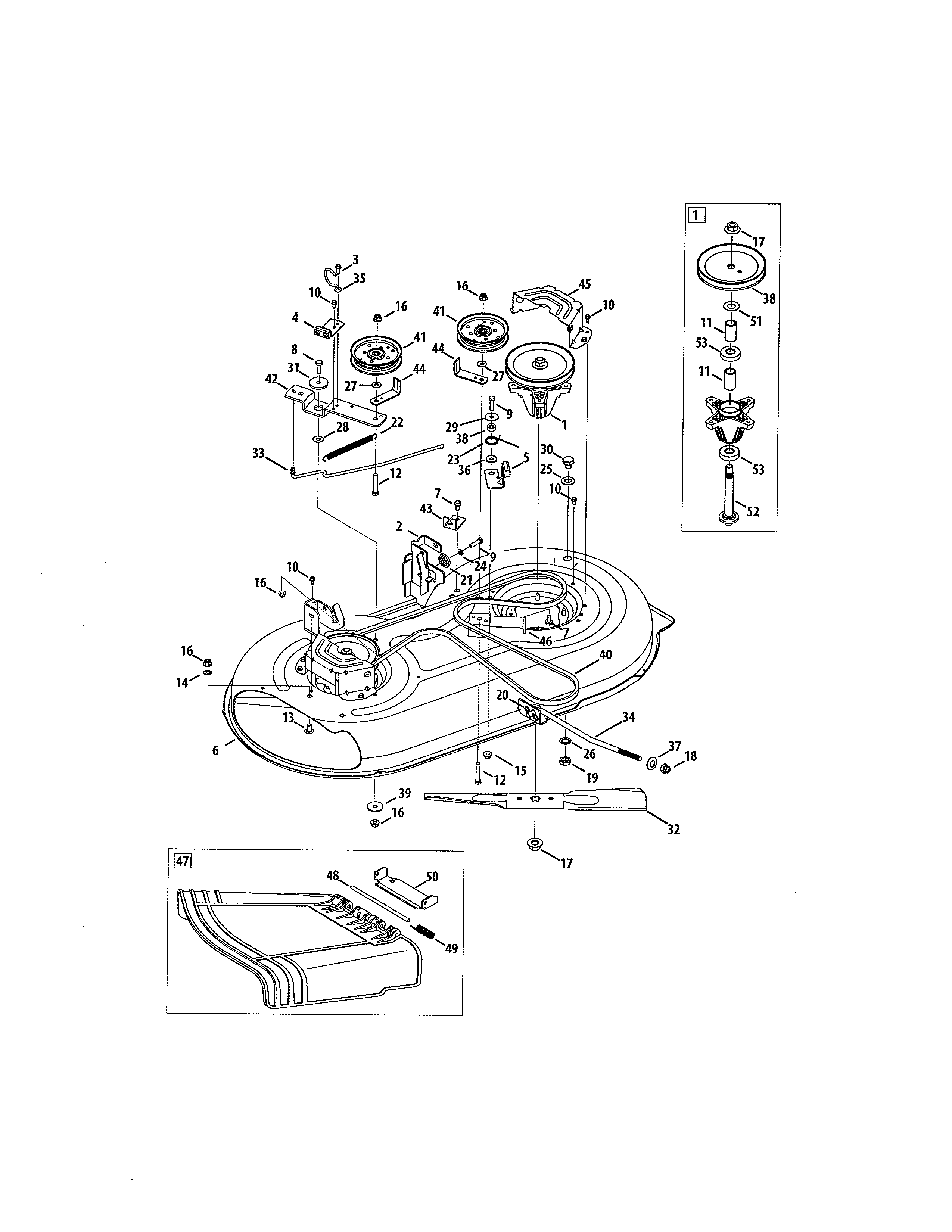 MTD 13AN77SS299 deck/spindle pulley diagram