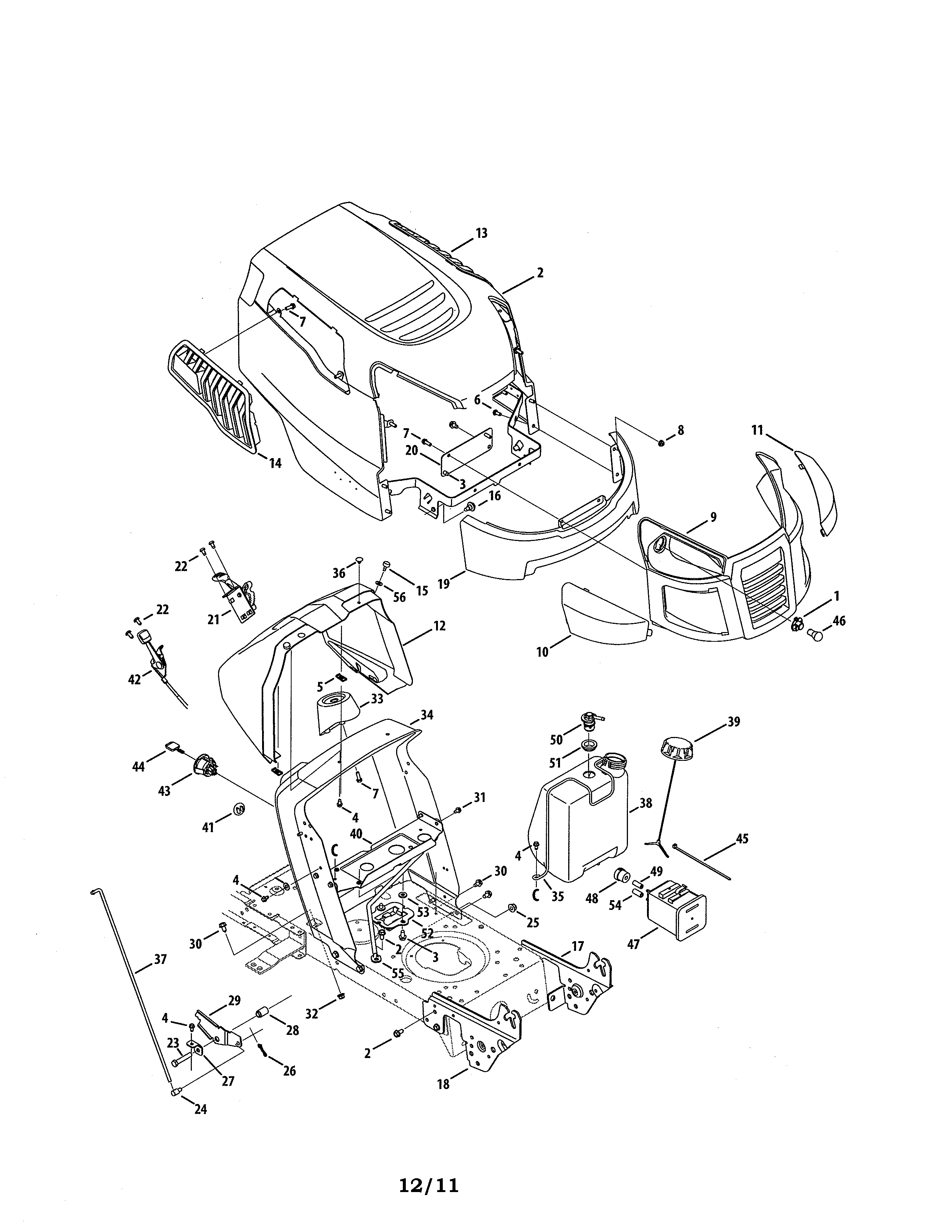 Craftsman 247288861 bumper/hood diagram
