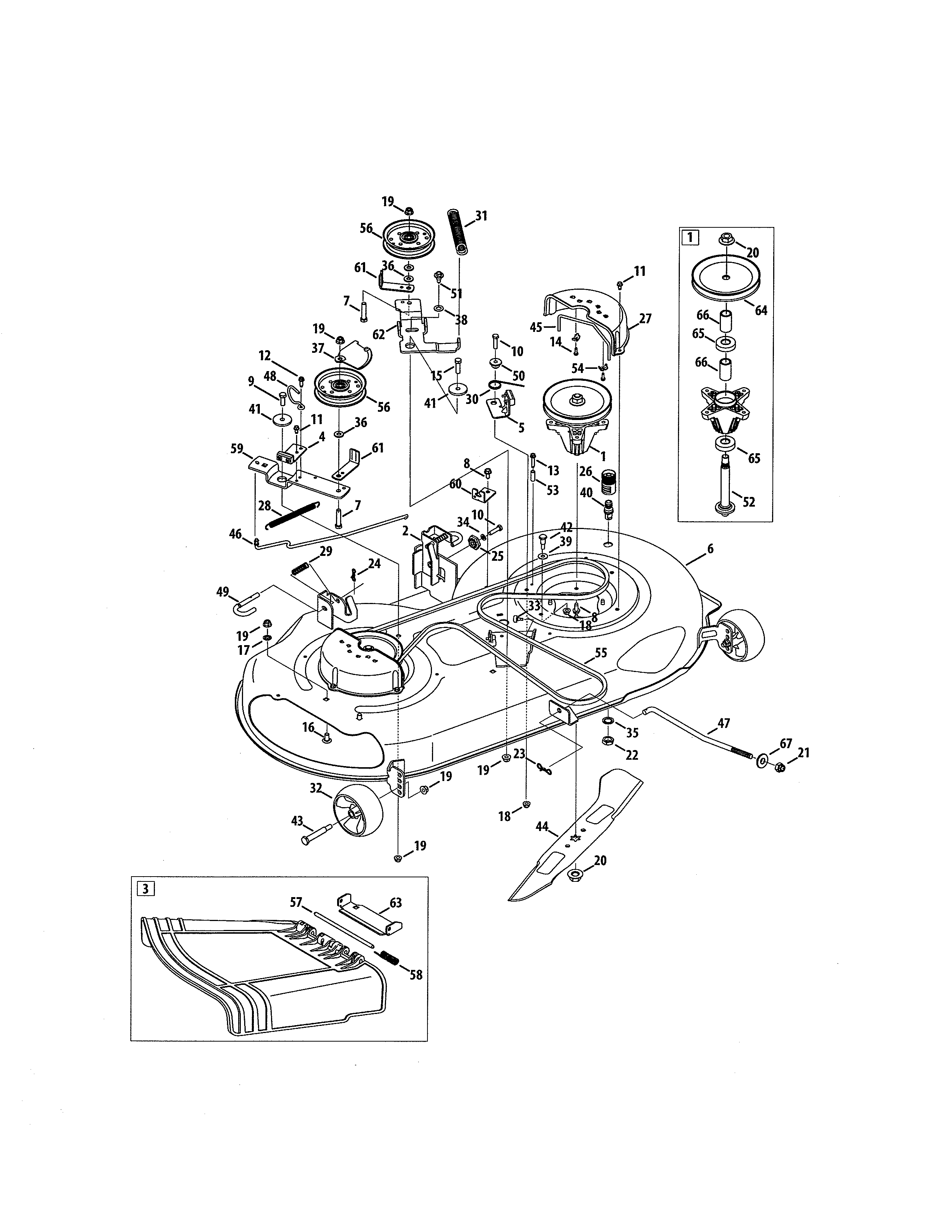 Craftsman 247288861 deck/spindle pulley diagram
