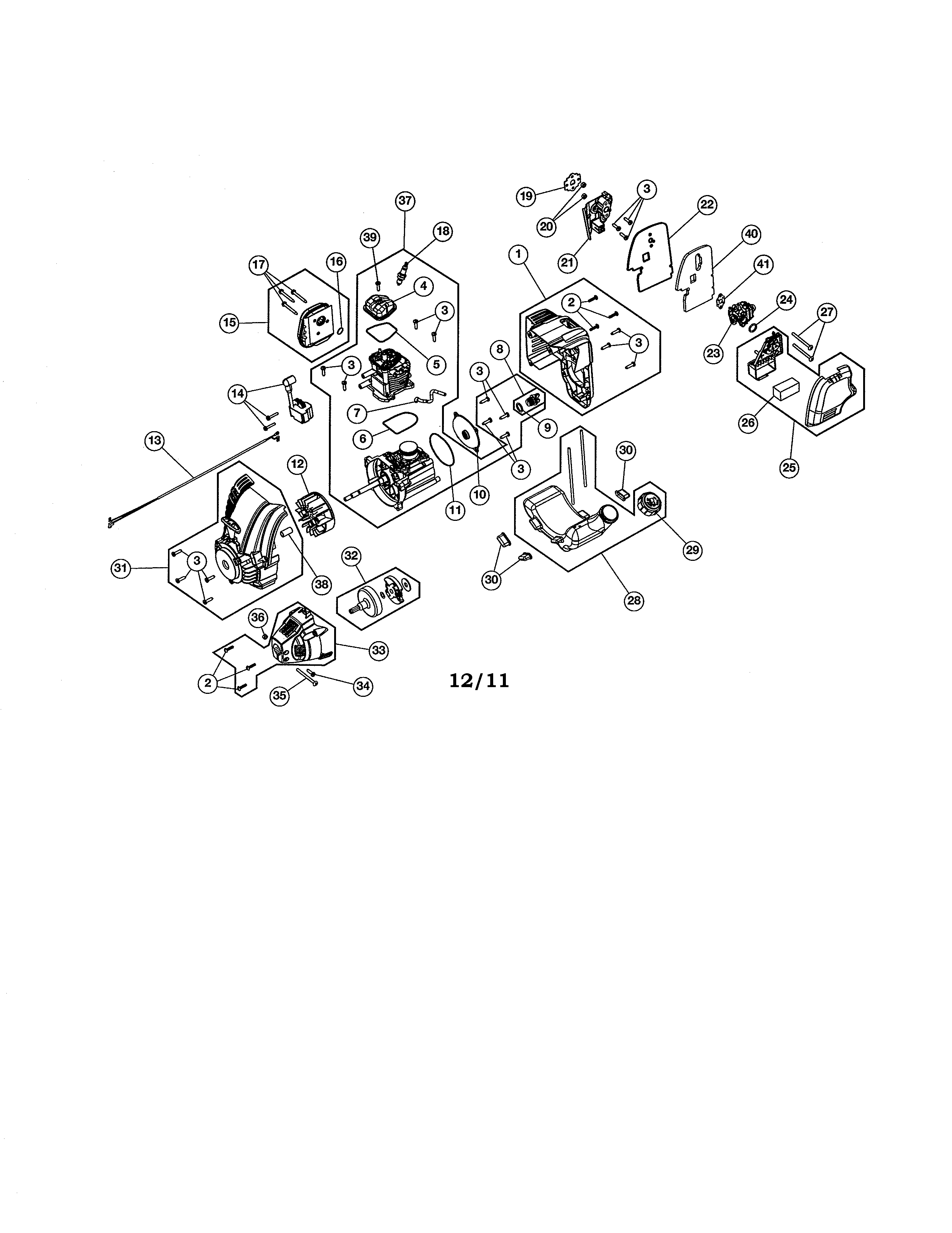 MTD 41ADZ40C799 short block/fuel tank diagram