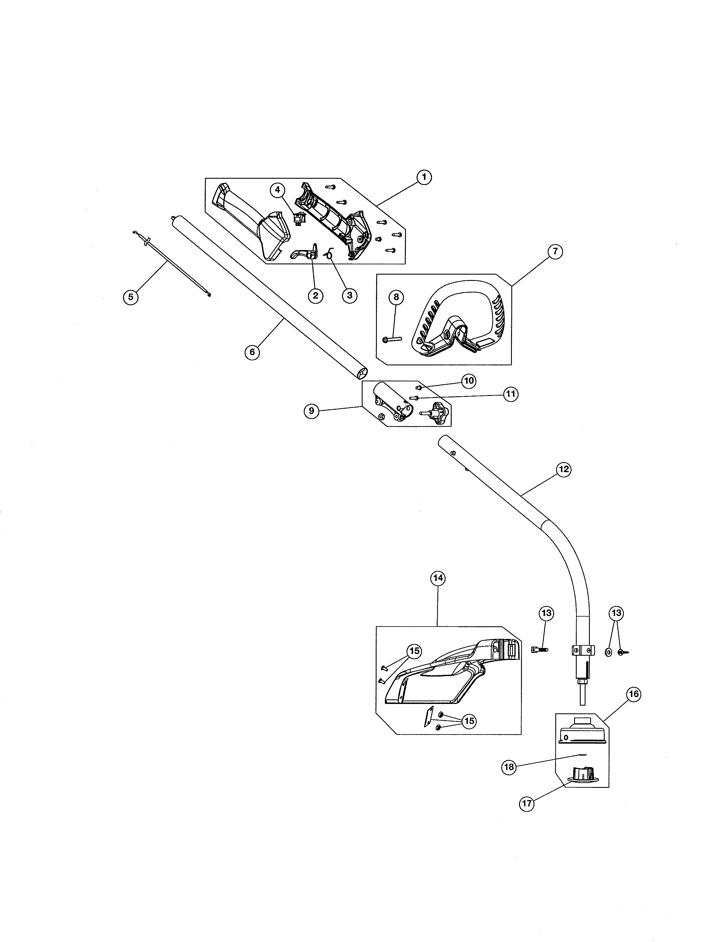 MTD 41ADZ40C799 handle/shaft/shield diagram