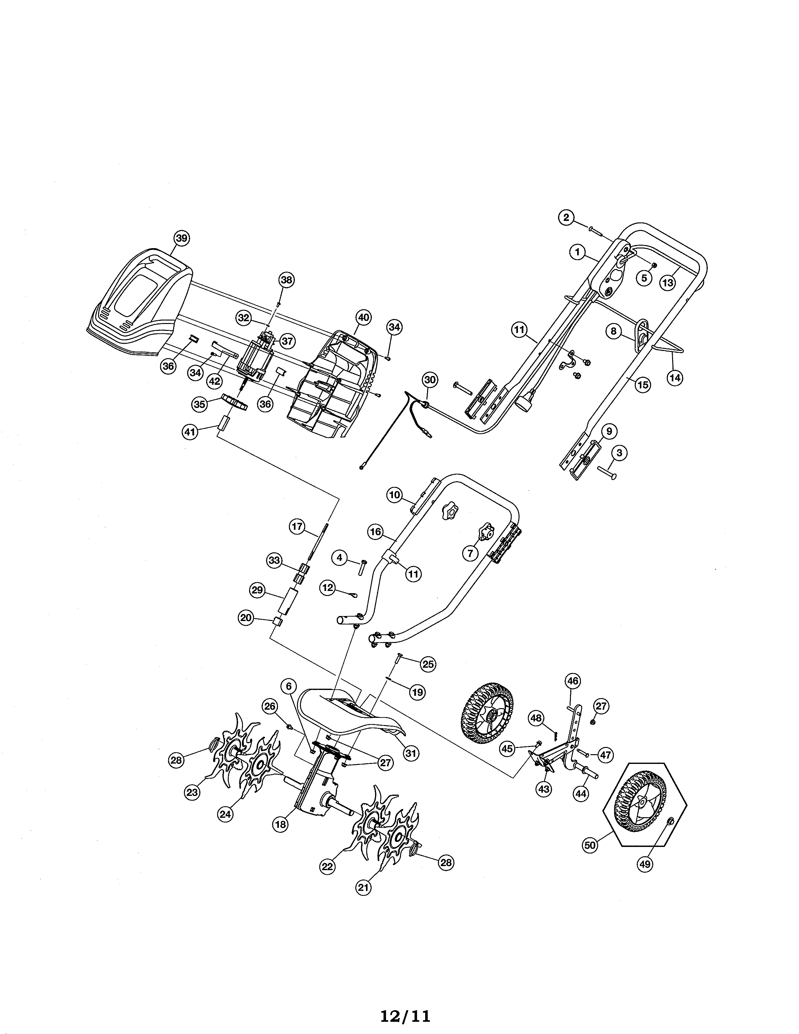 MTD 21D-154A799 cultivator diagram