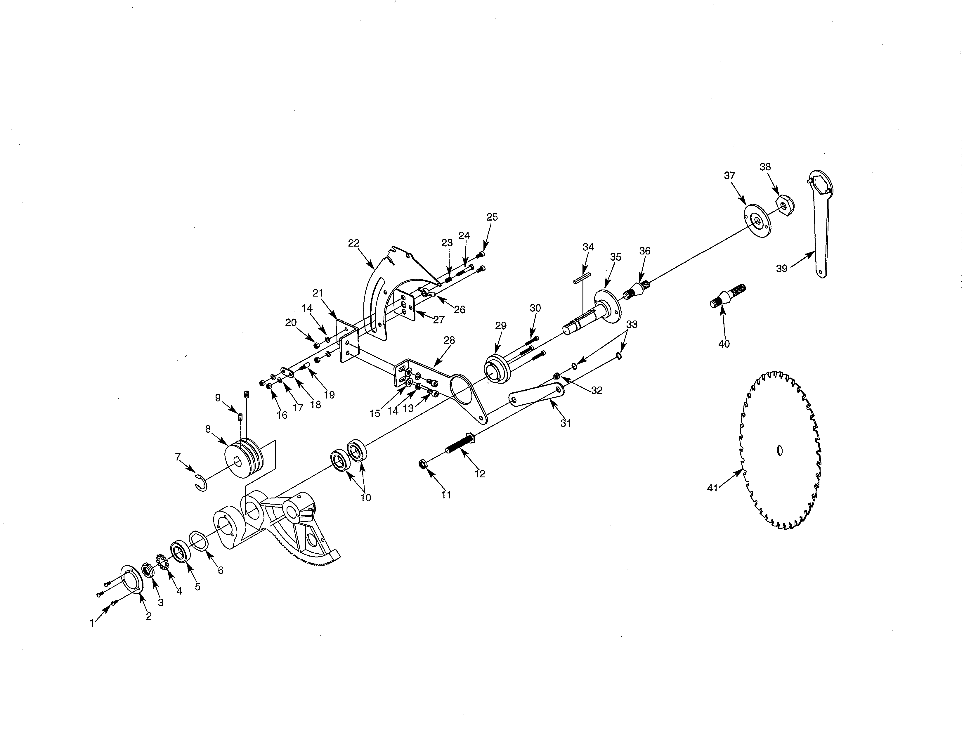 Craftsman 351228031 arbor & riving knife diagram