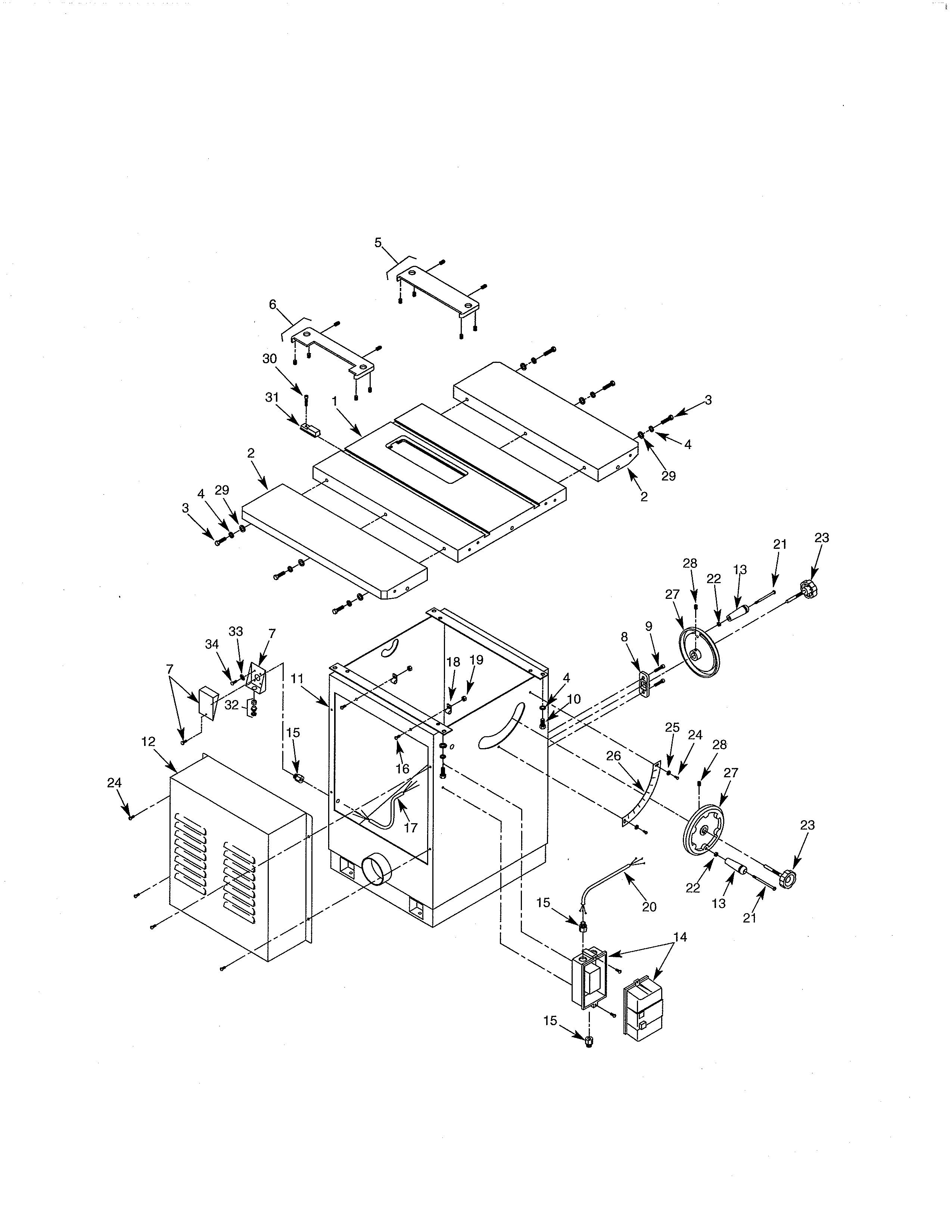 Craftsman 351228031 table & base diagram