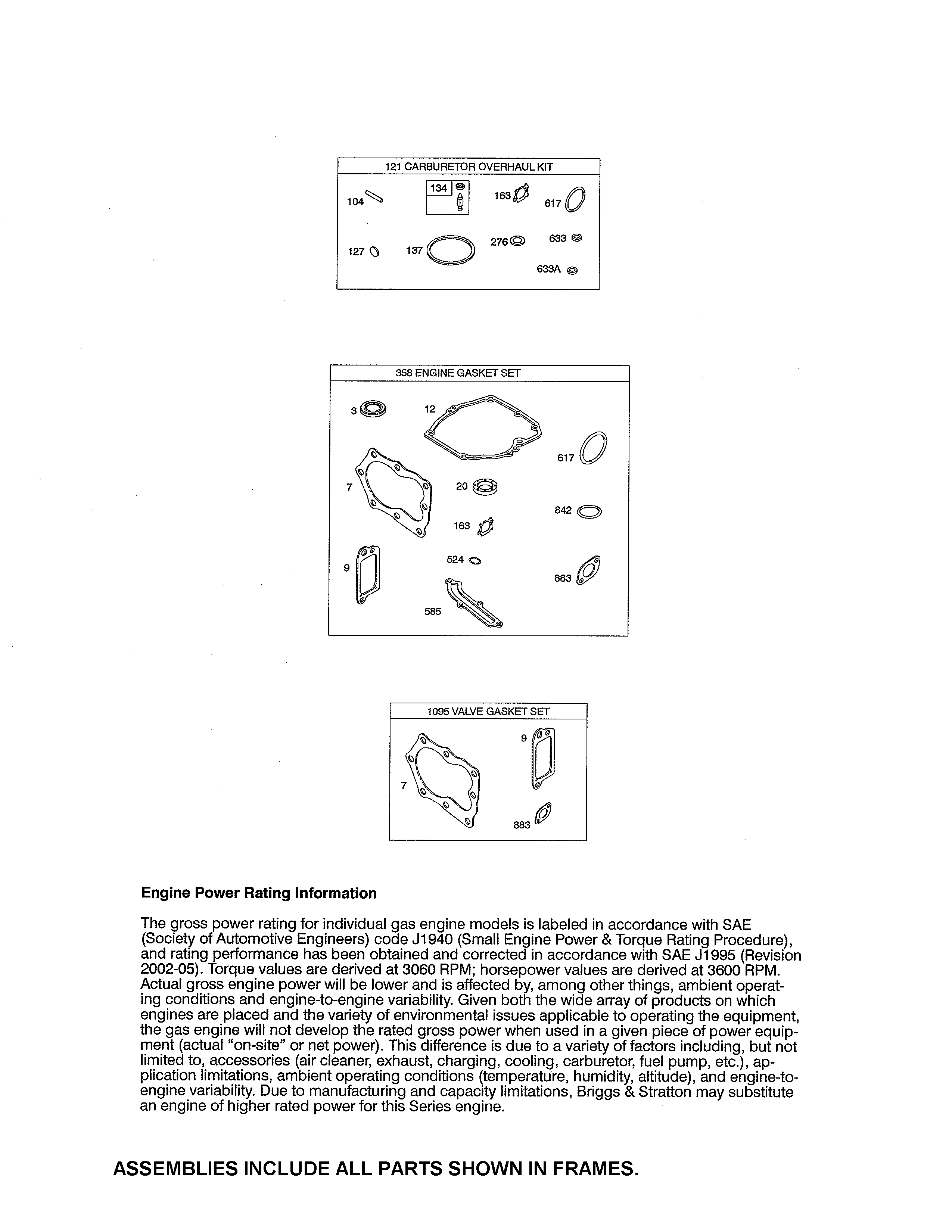 Craftsman 917370931 gasket sets diagram