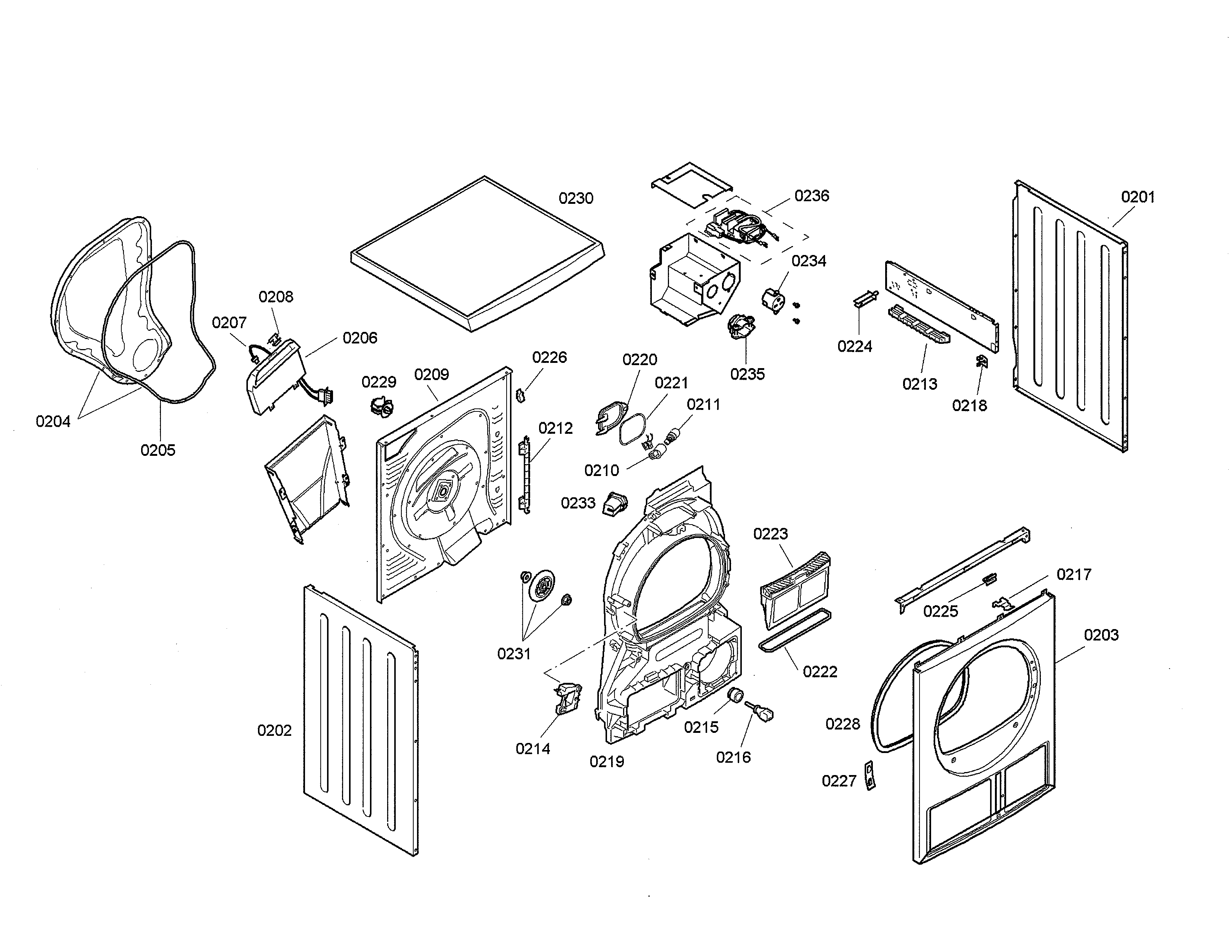 Bosch WTE86300US/02 cabinet diagram