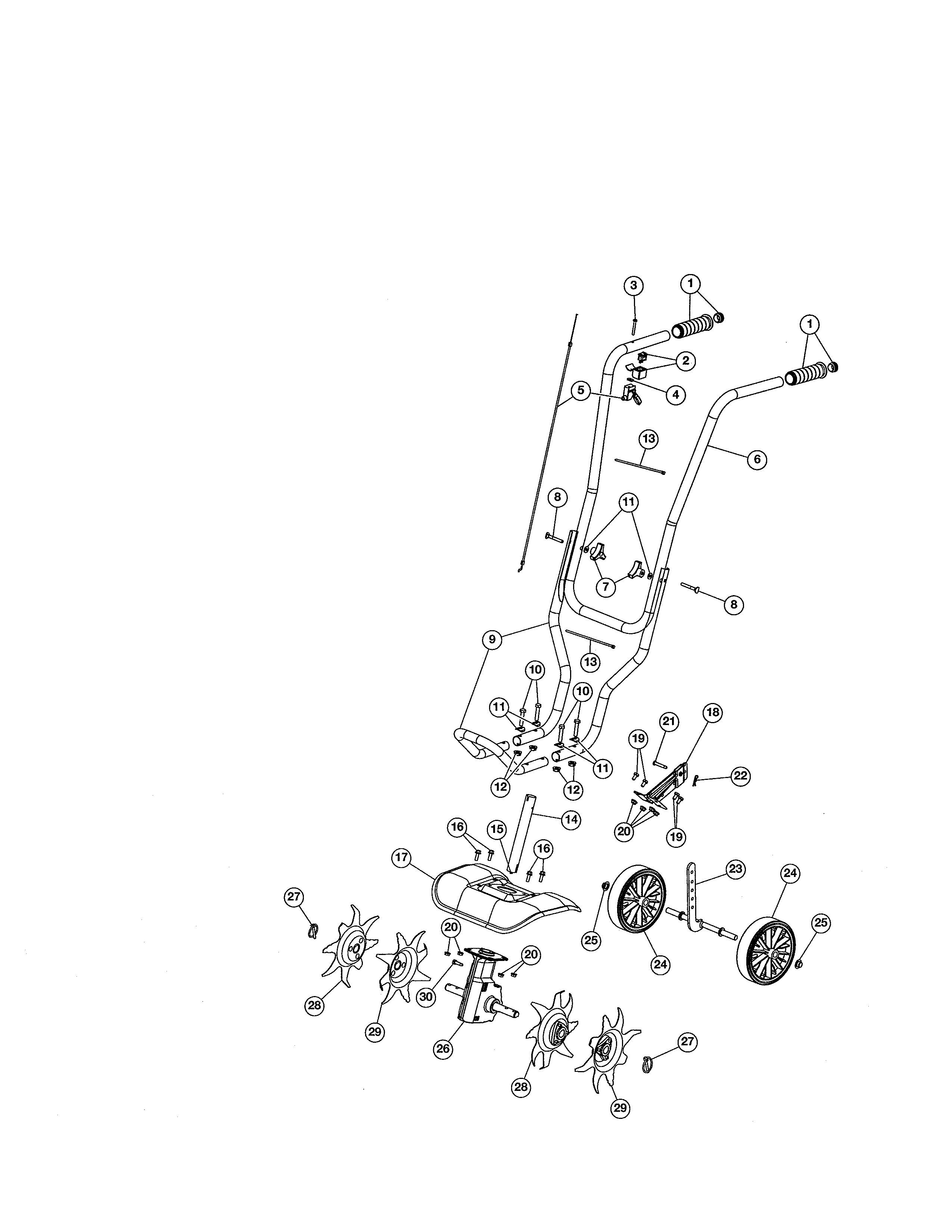 Craftsman 316299372 tines/shield/handles diagram