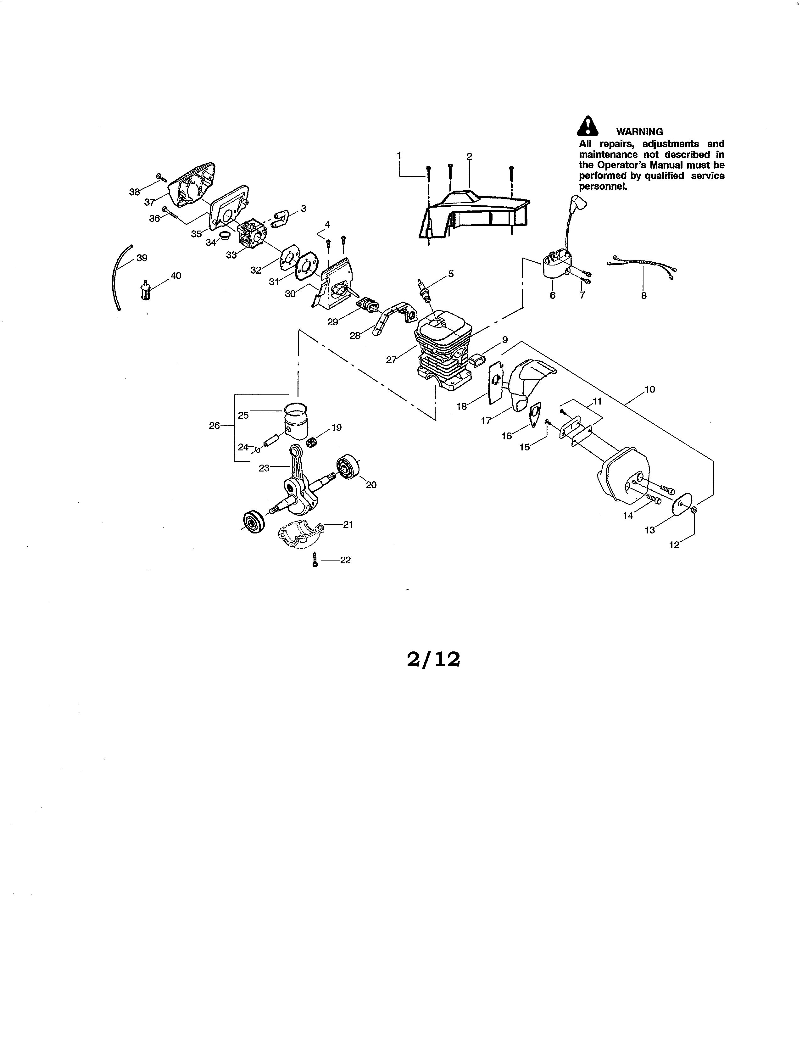 Poulan PP4620AVX cylinder/crankshaft/shield diagram