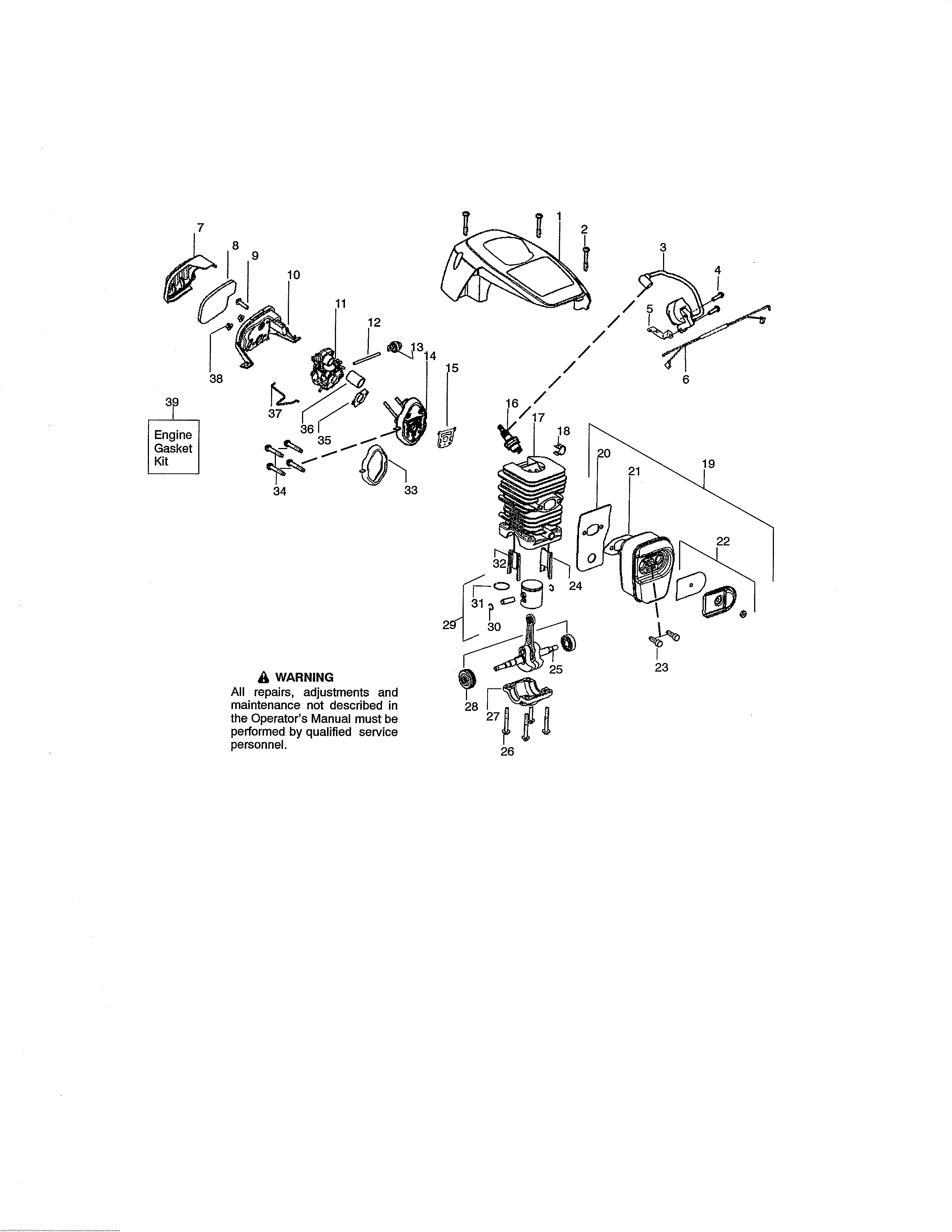 Craftsman 358351701 cylinder/shield/crankshaft diagram