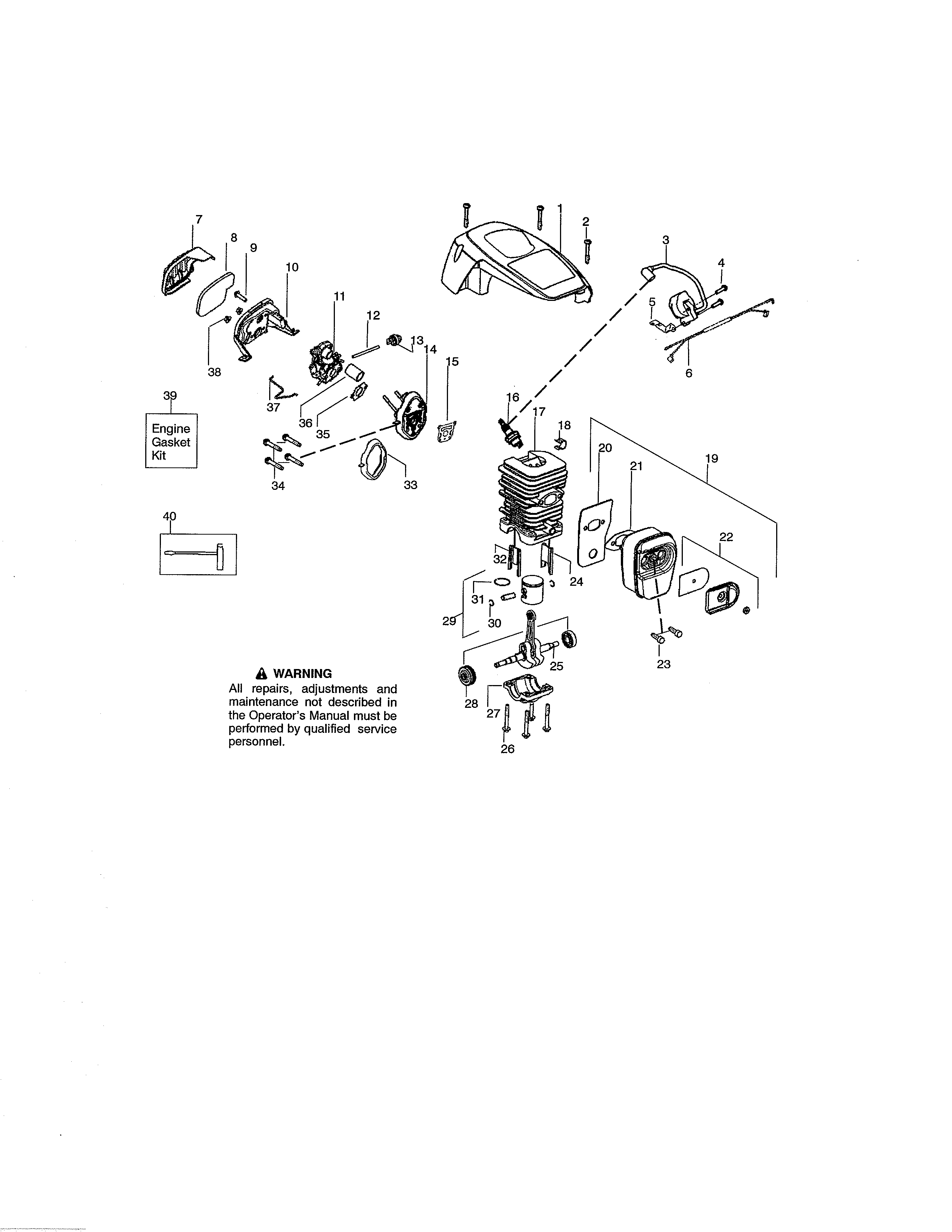 Craftsman 358351901 cylinder/shield/crankshaft diagram