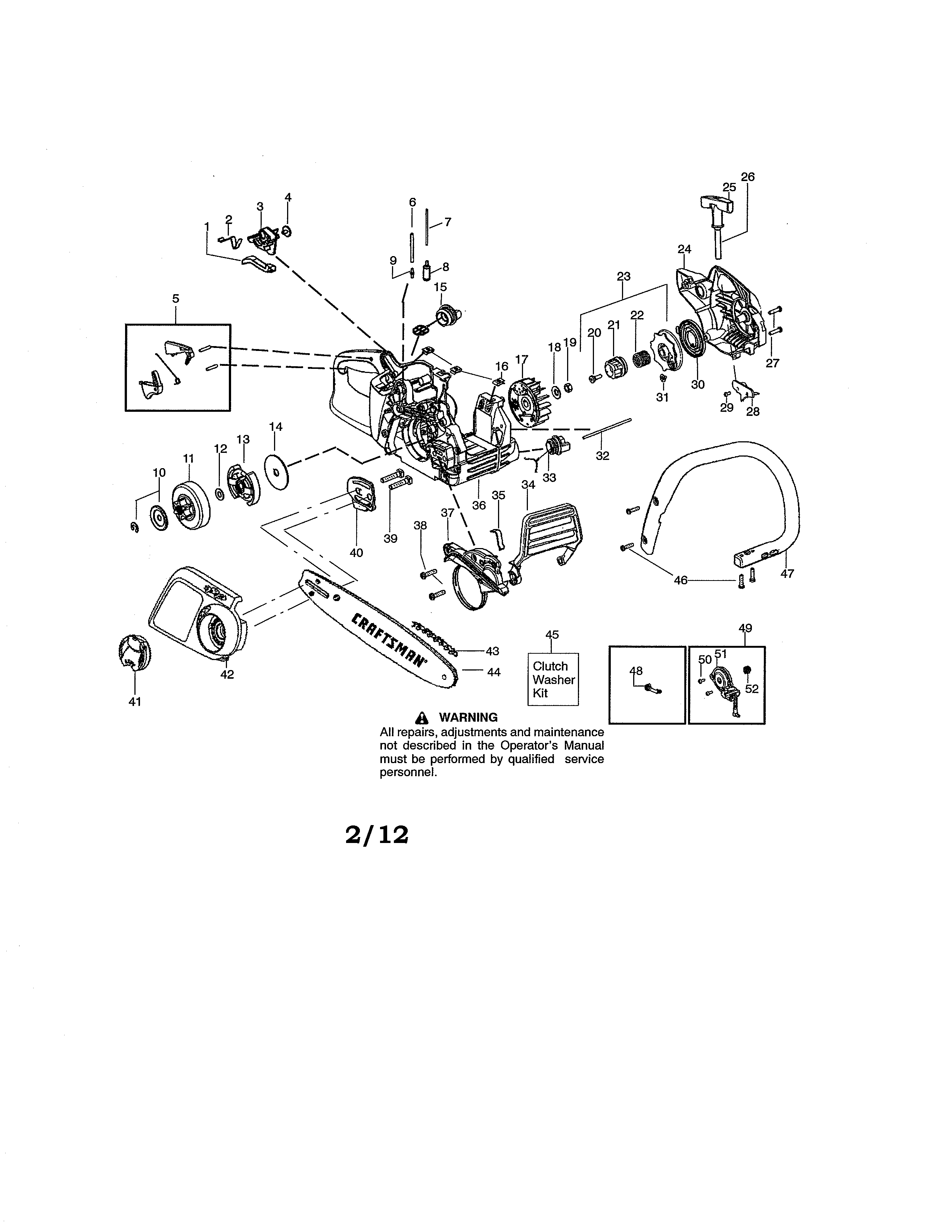 Craftsman 358351910 chassis/bar/handle diagram