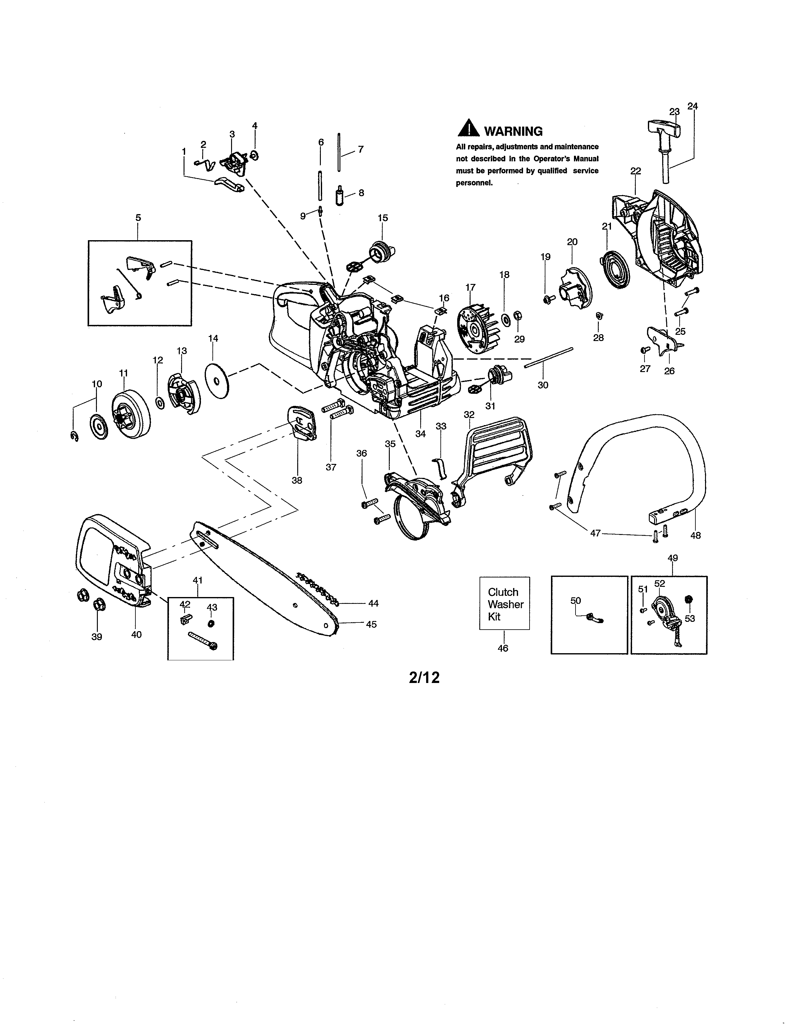 Poulan PP3416 TYPE 1 chassis/bar/handle diagram