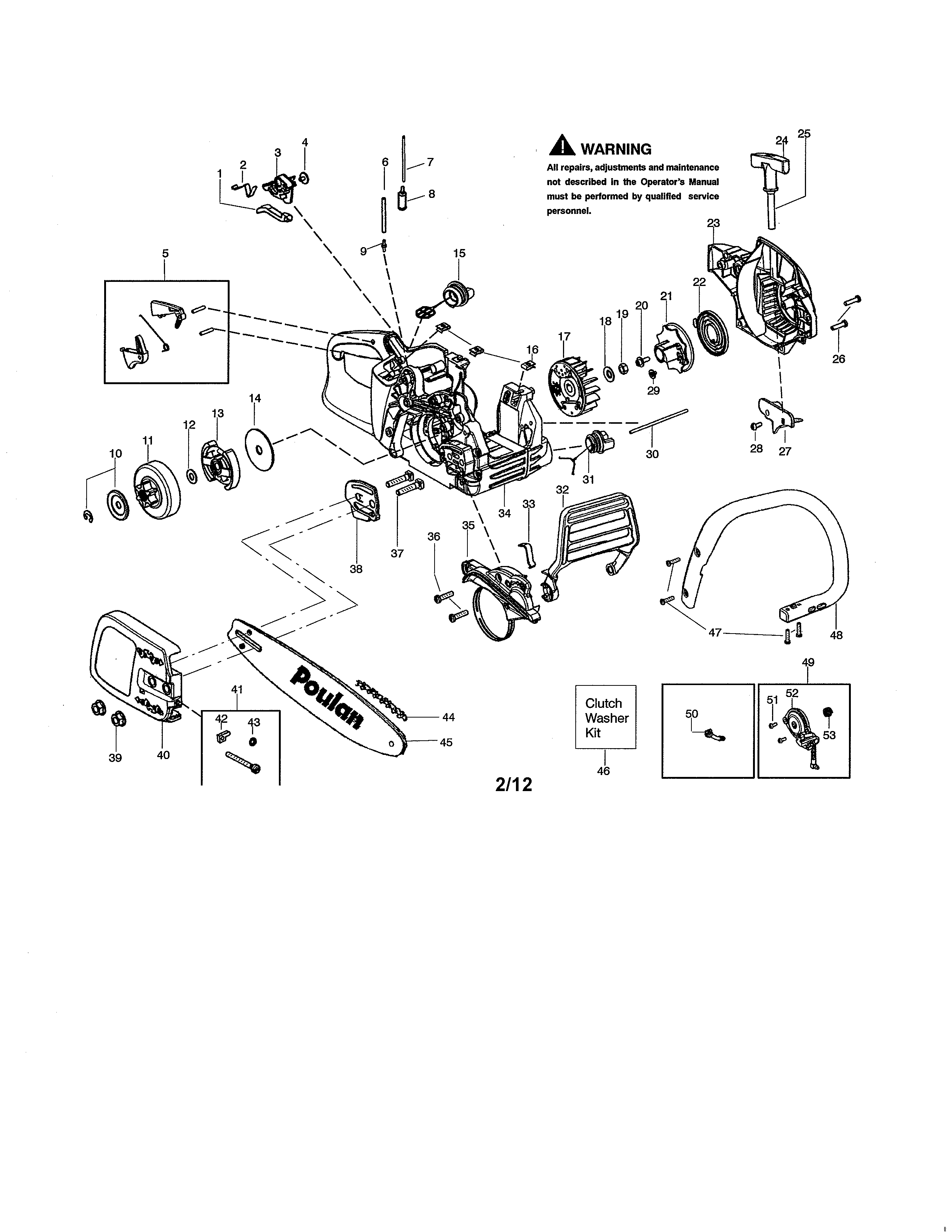 Poulan P3818 TYPE 1 chassis/bar/handle diagram