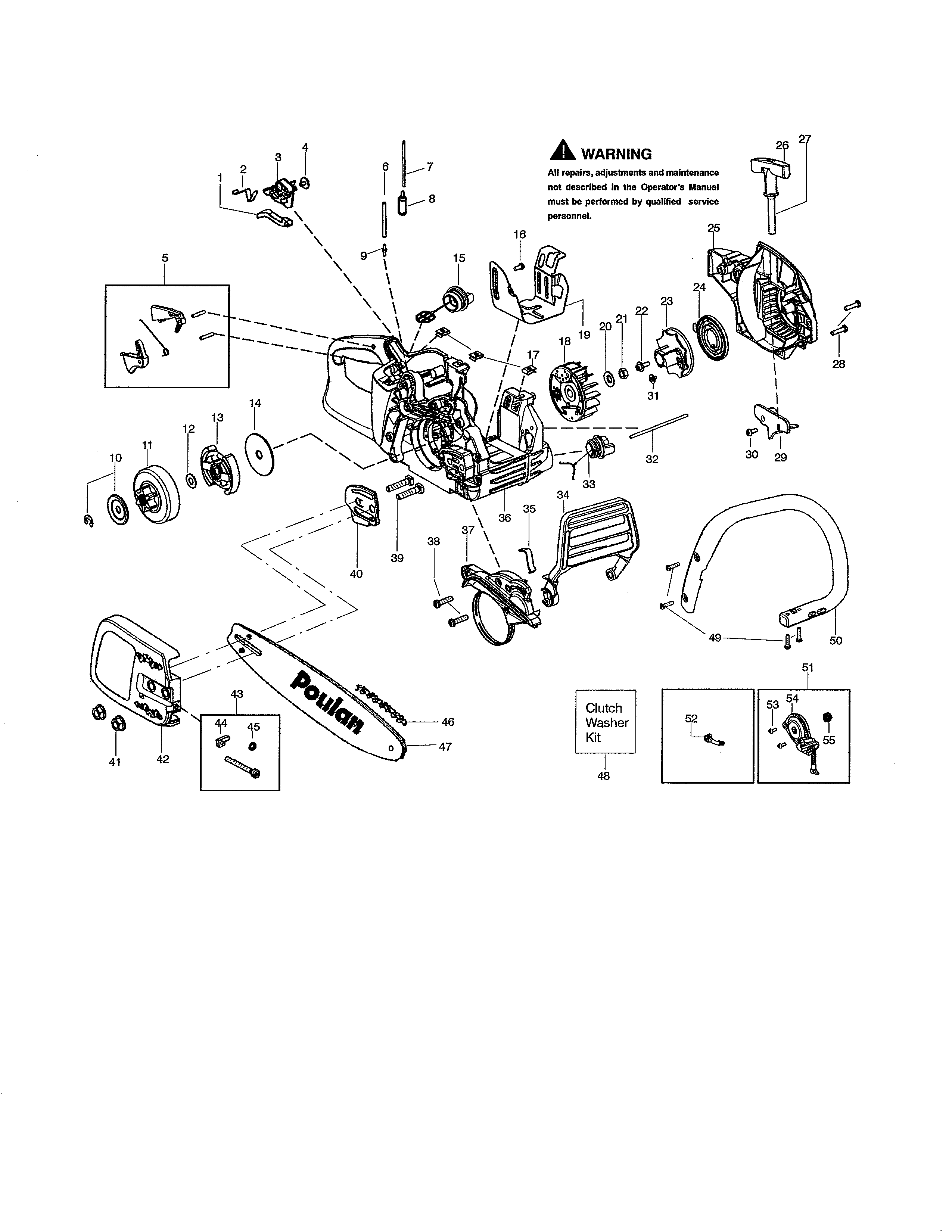 Poulan P4018WT TYPE 2 chassis/bar/handle diagram