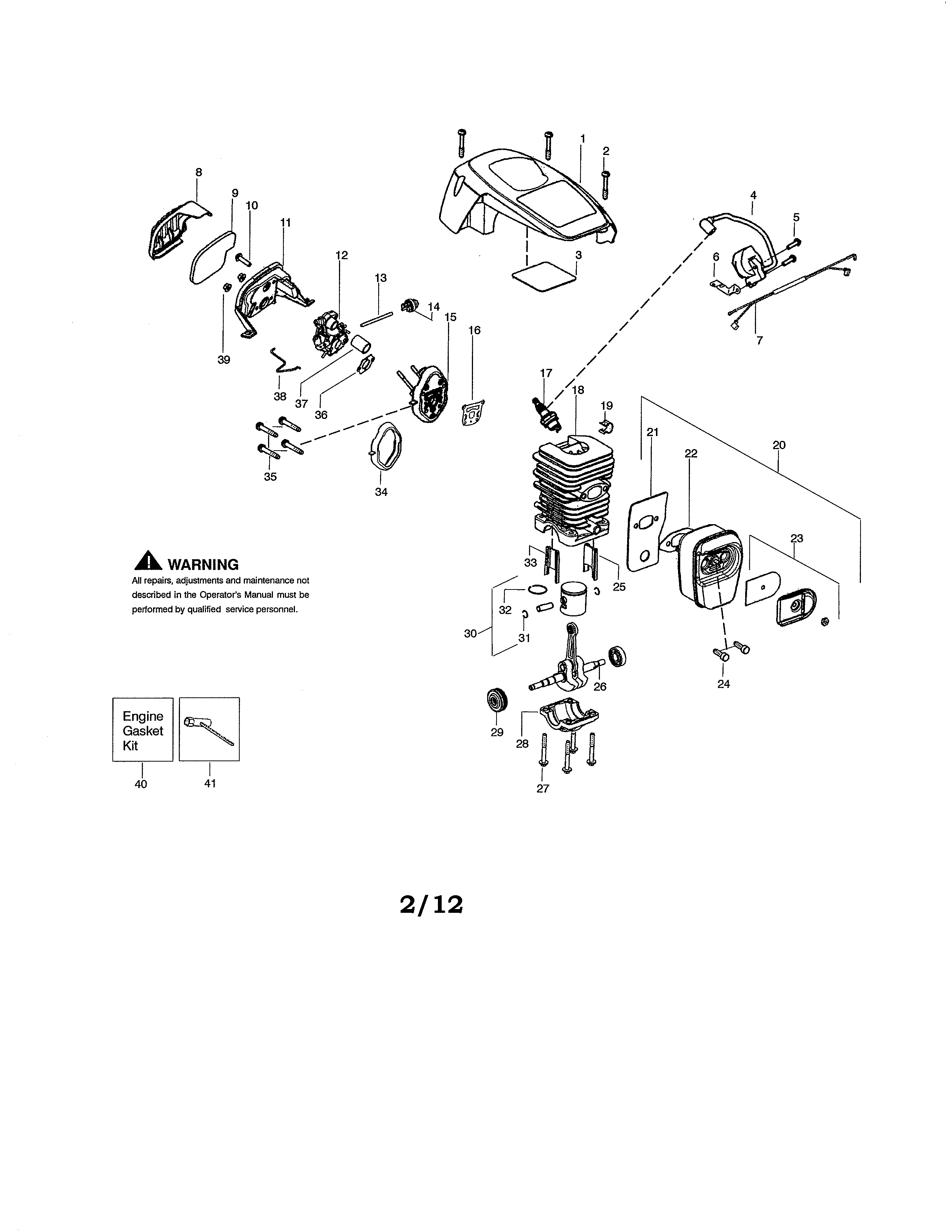 Poulan P3314WS TYPE 2 shield/cylinder/crankshaft diagram