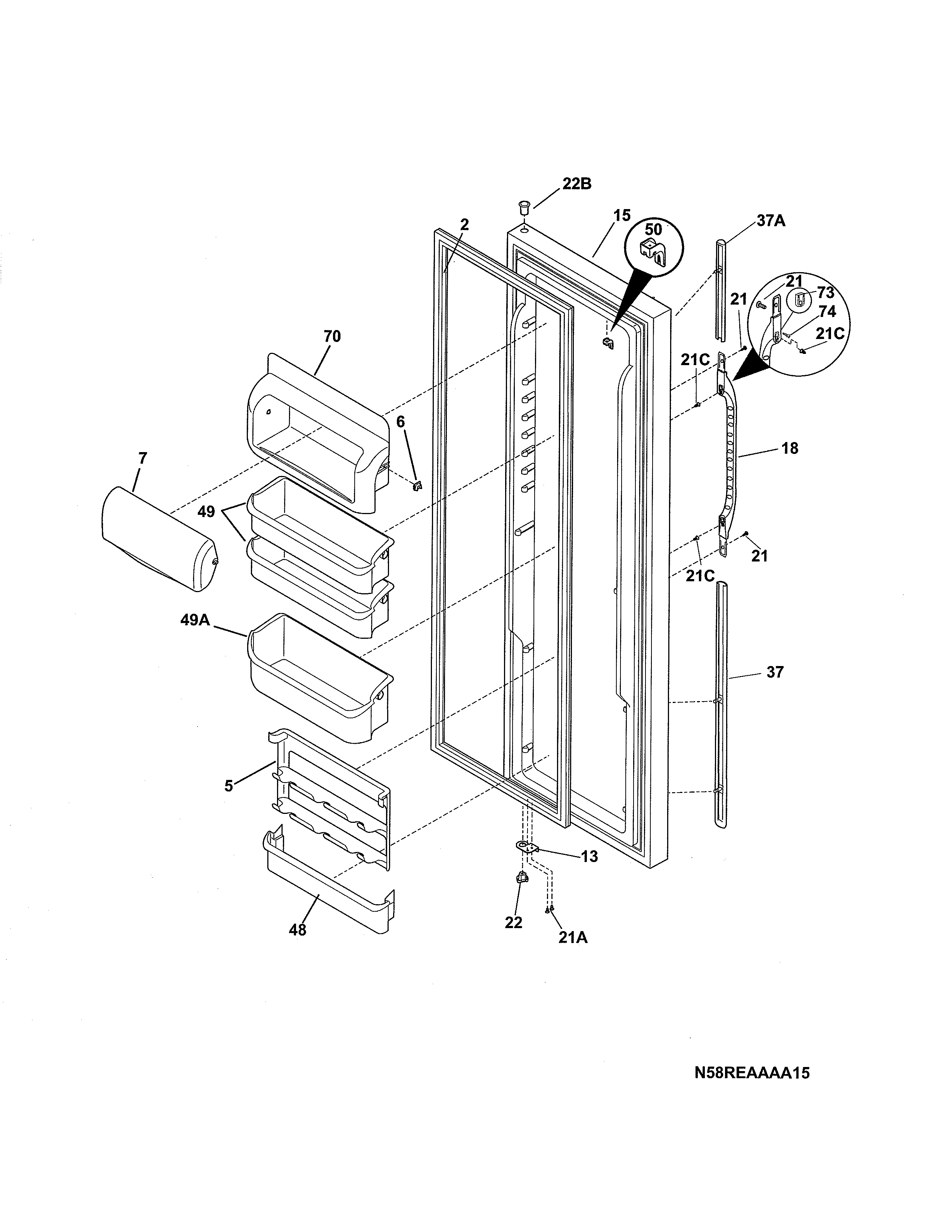 Kenmore 25344352403 refrigerator door diagram