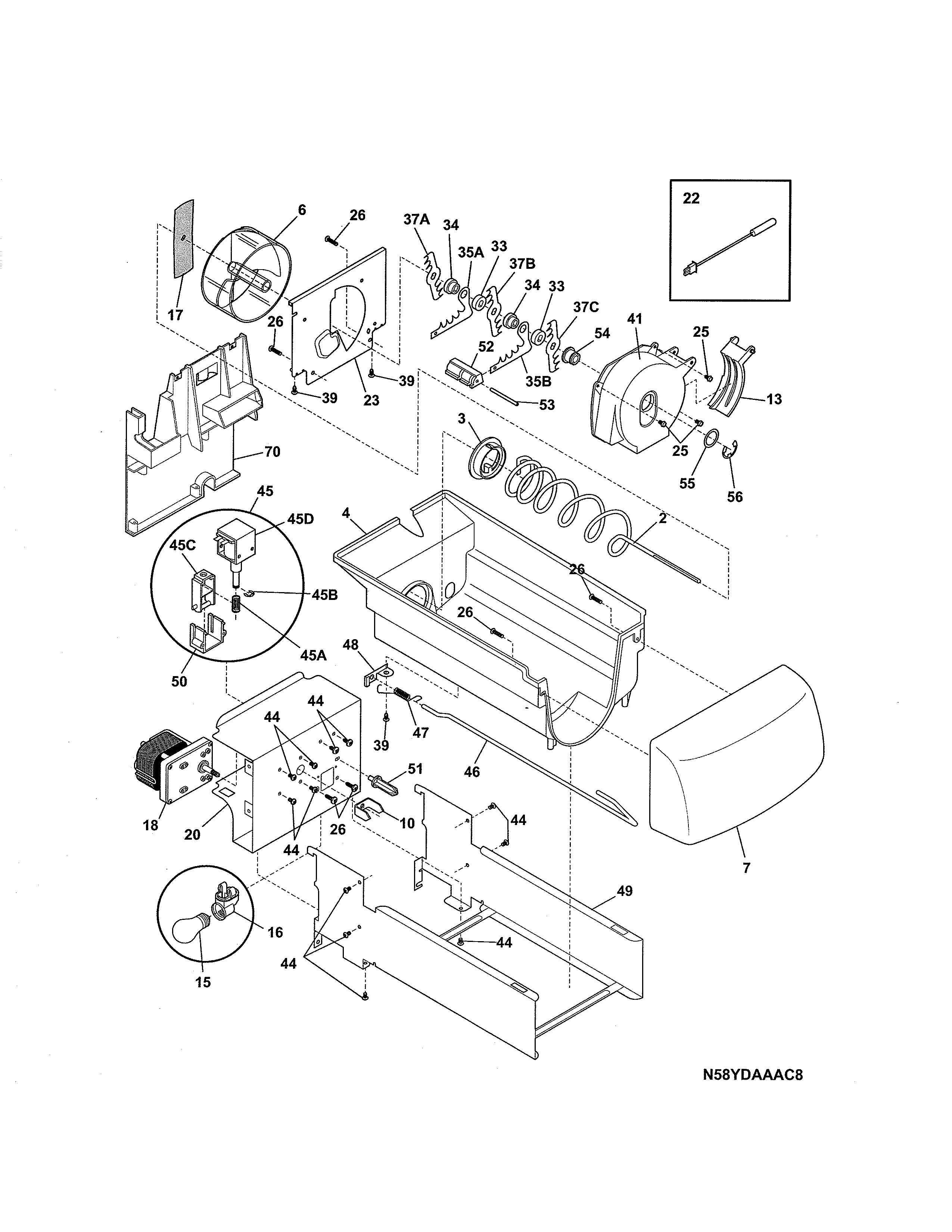 Kenmore 25344352403 ice container diagram