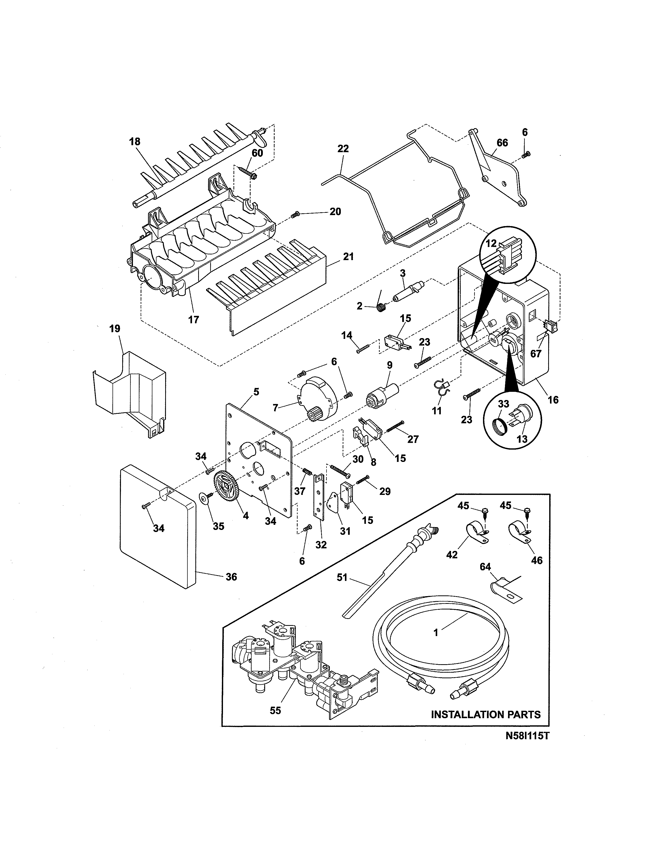 Kenmore 25344352403 ice maker diagram