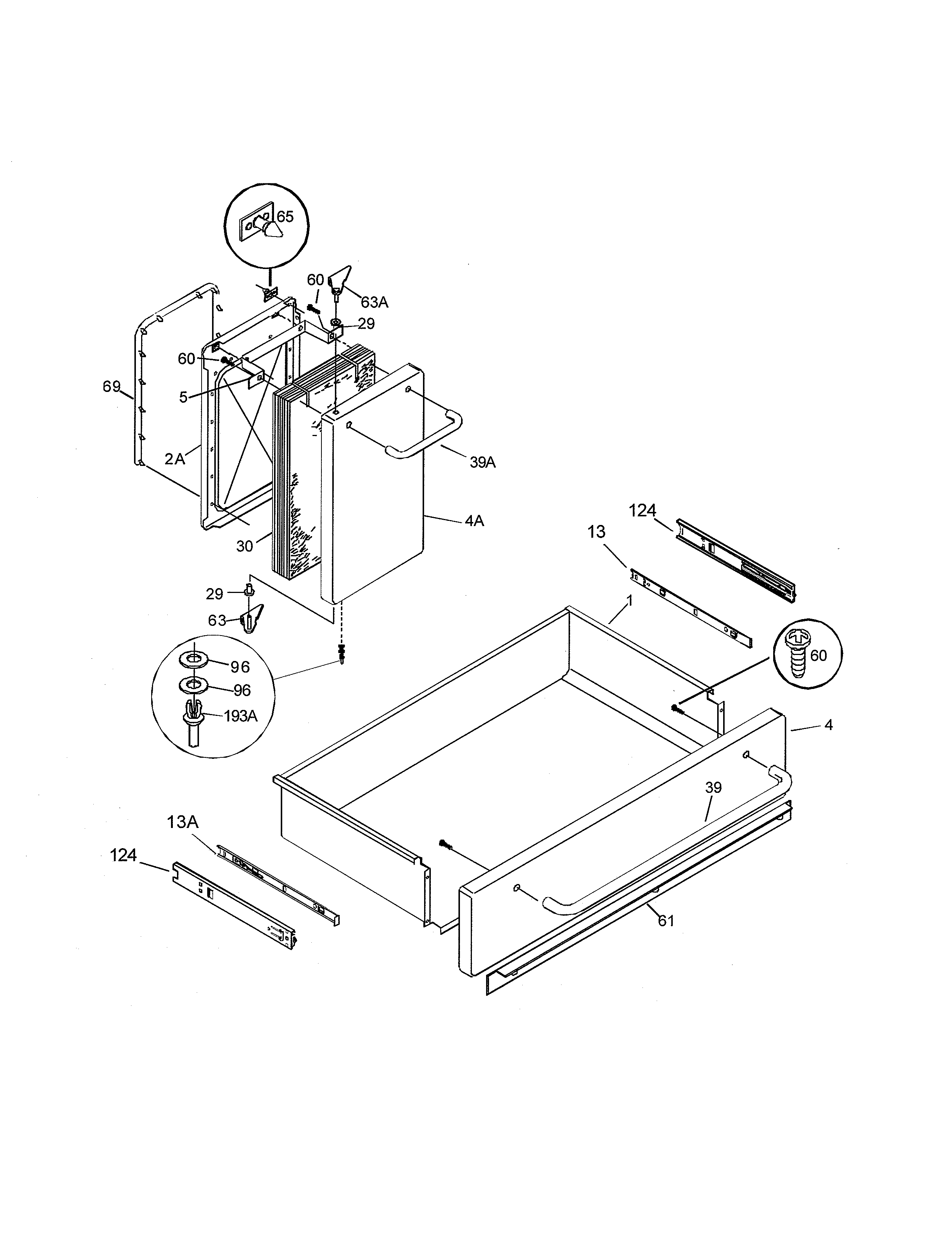 Kenmore Elite 79099503991 drawer/door diagram