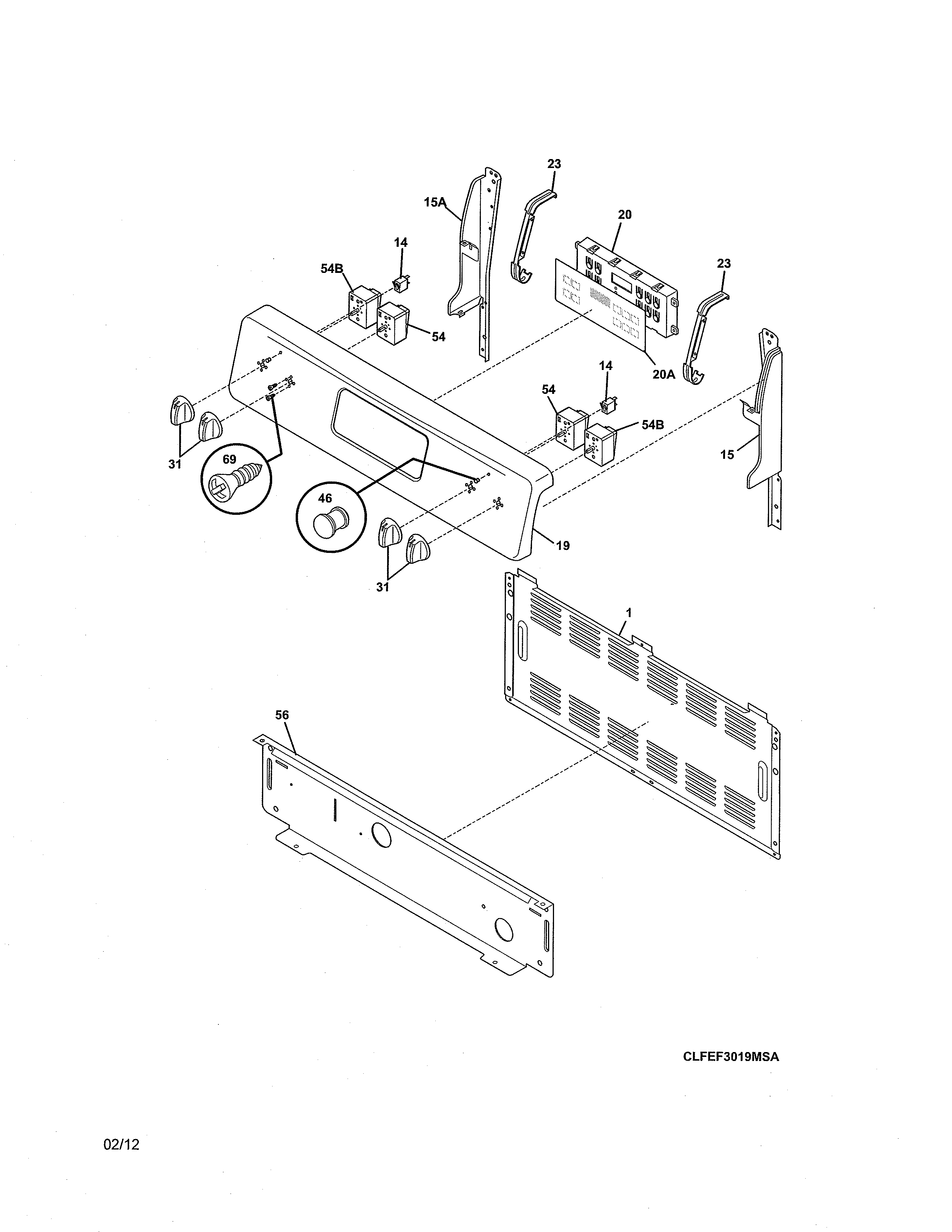 Frigidaire LFEF3019MSD backguard diagram