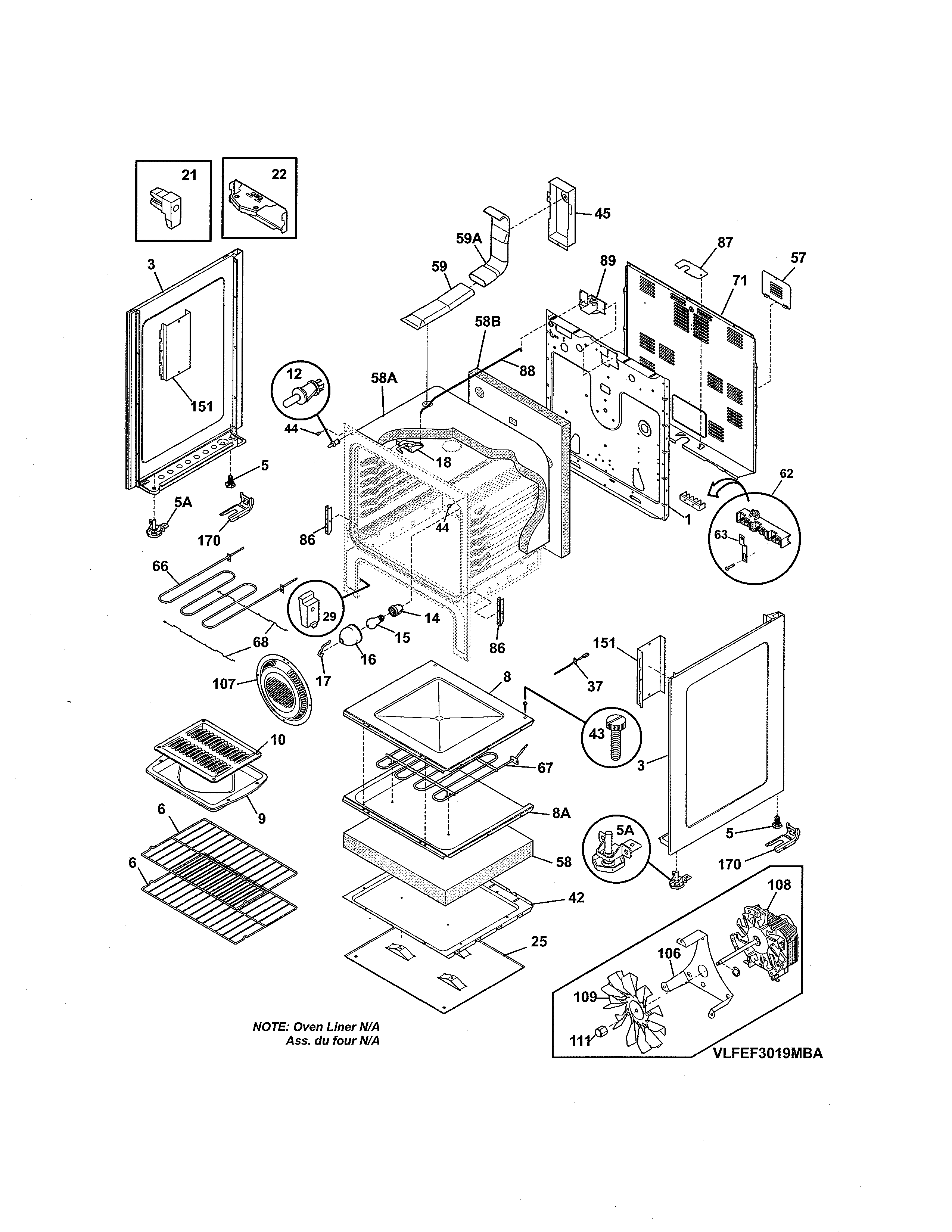 Frigidaire LFEF3019MSD body diagram