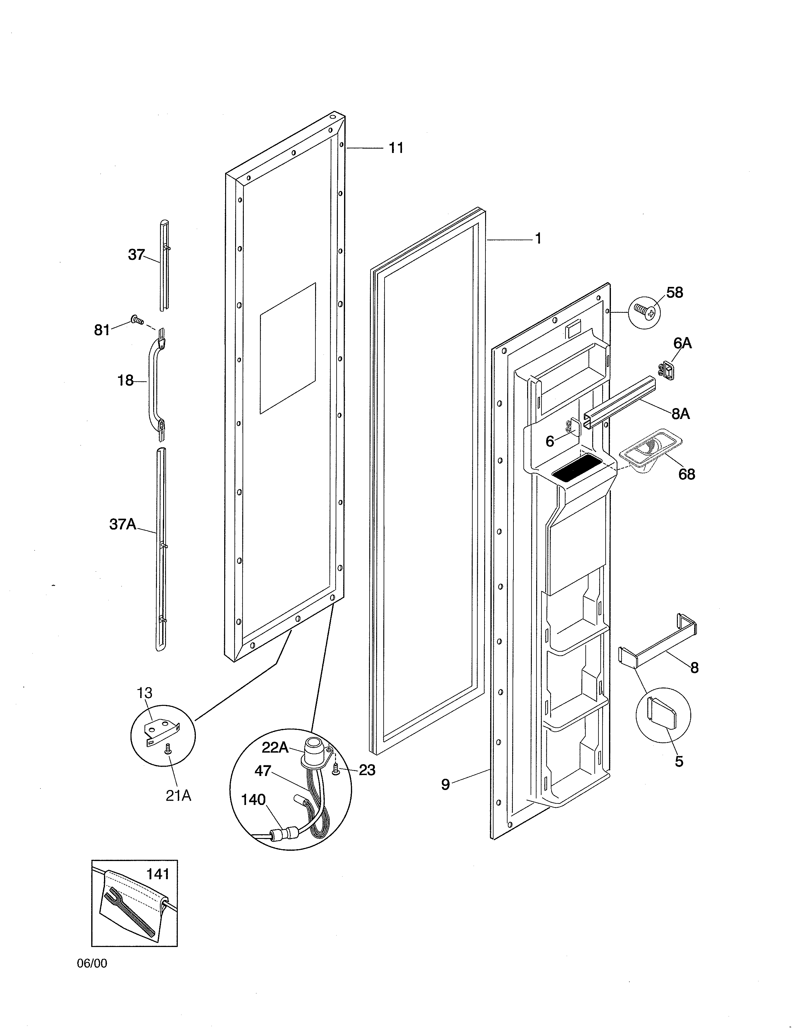 Tappan TRS20WRHD4 freezer door diagram