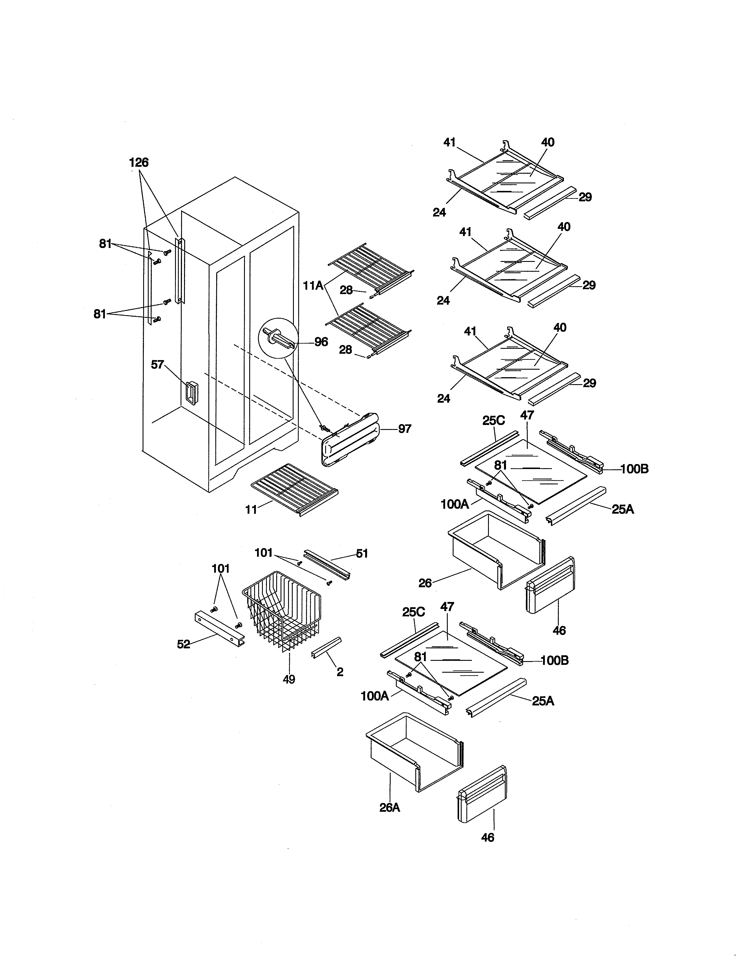 Tappan TRS20WRHD4 shelves diagram