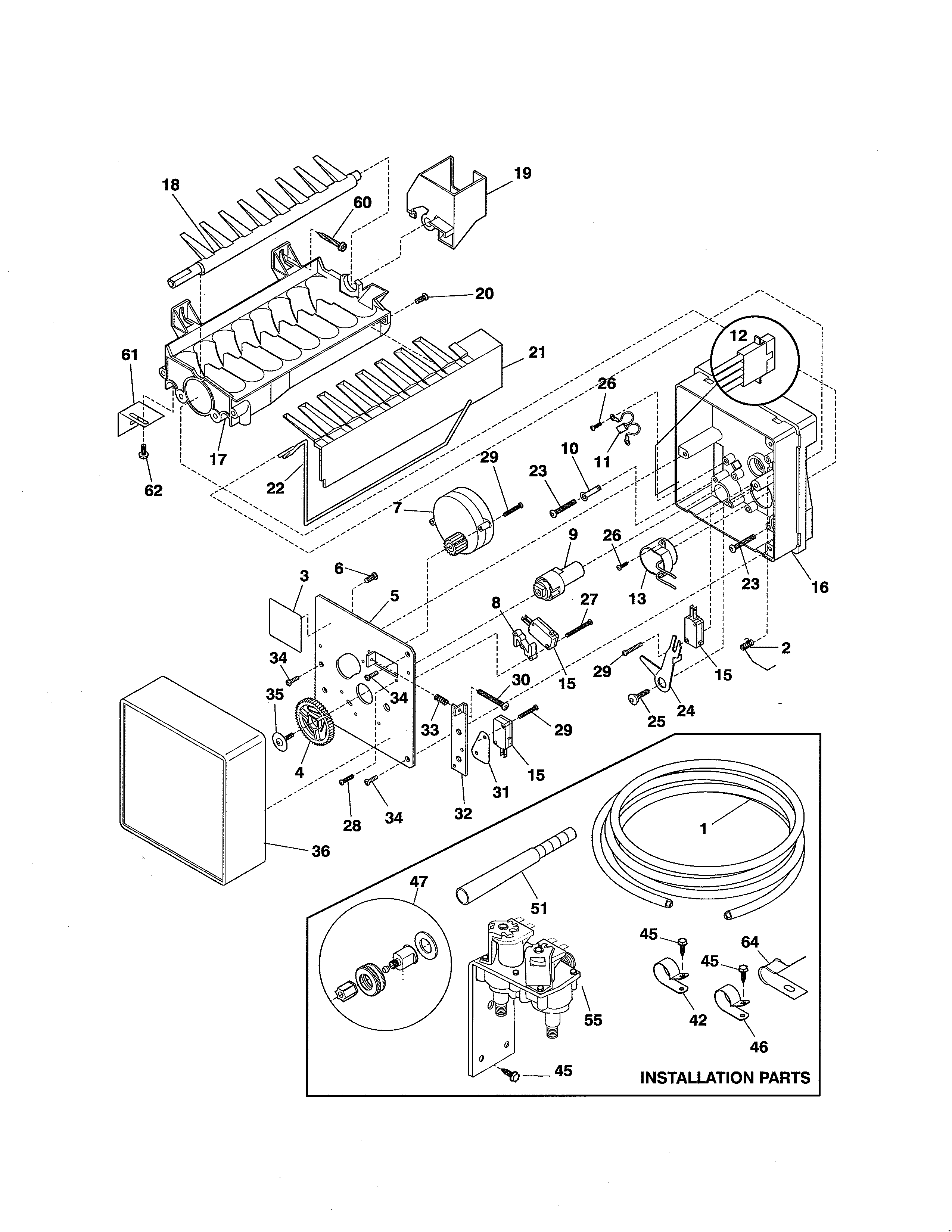 Tappan TRS20WRHD4 ice maker diagram