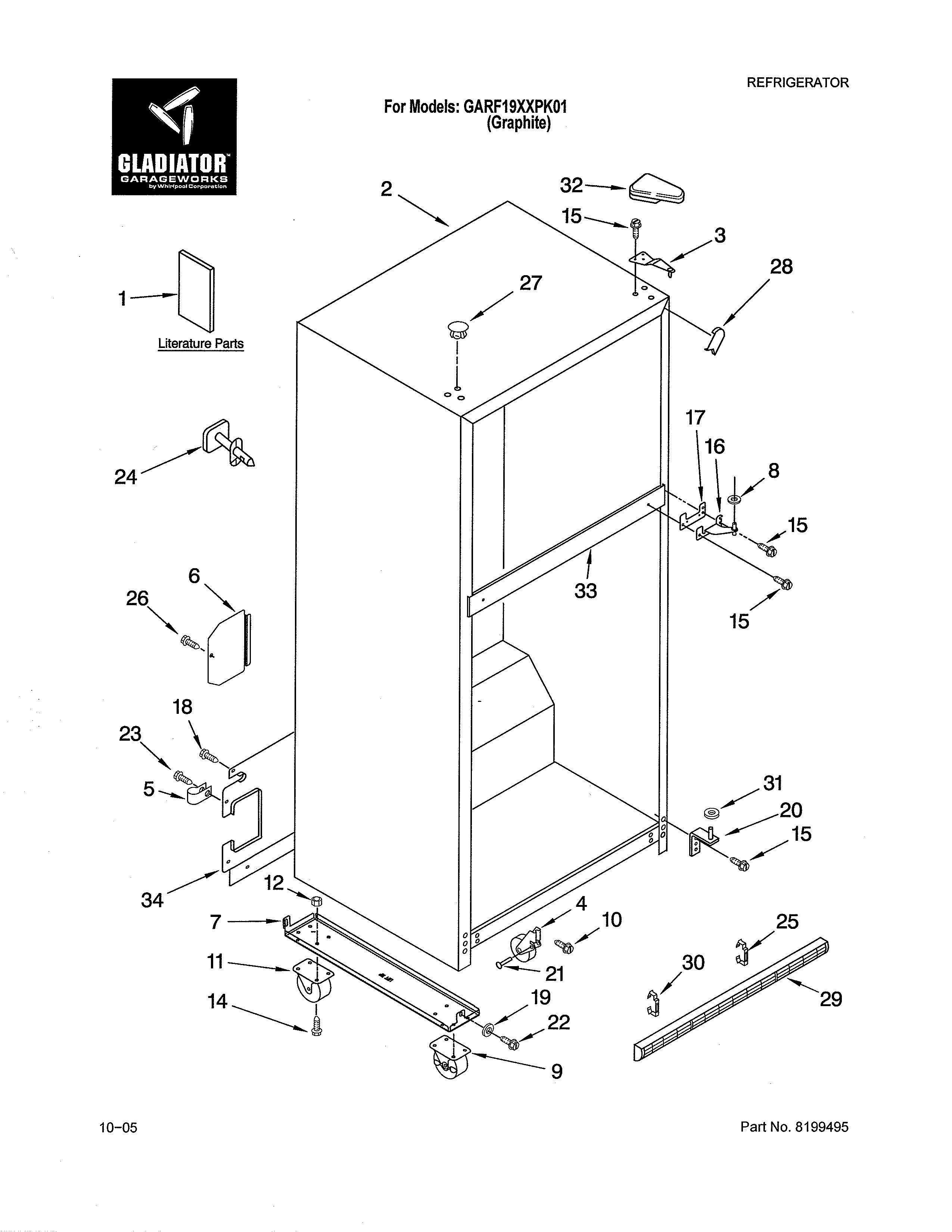 Gladiator GARF19XXPK01 cabinet diagram