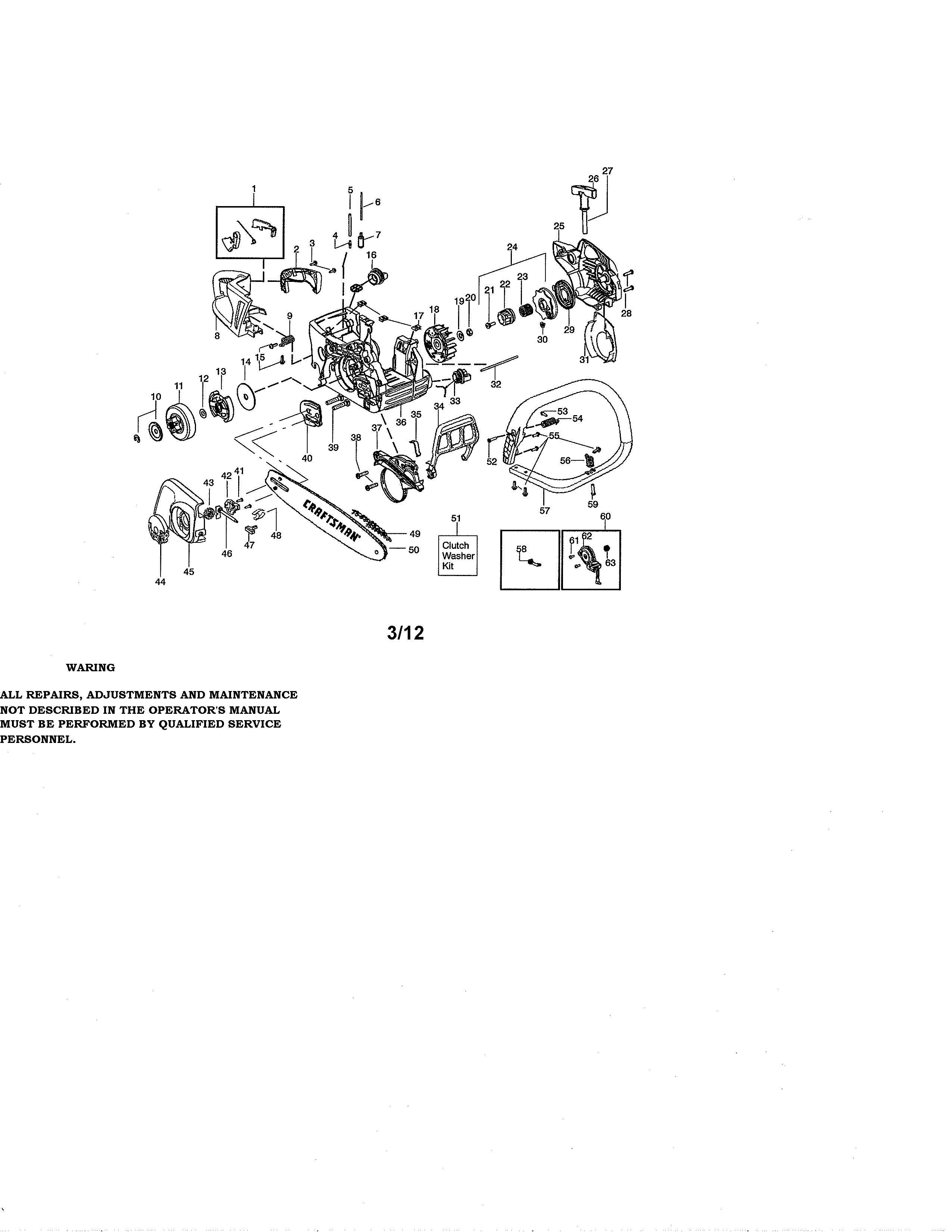 Craftsman 358350991 blade/fuel/starter diagram