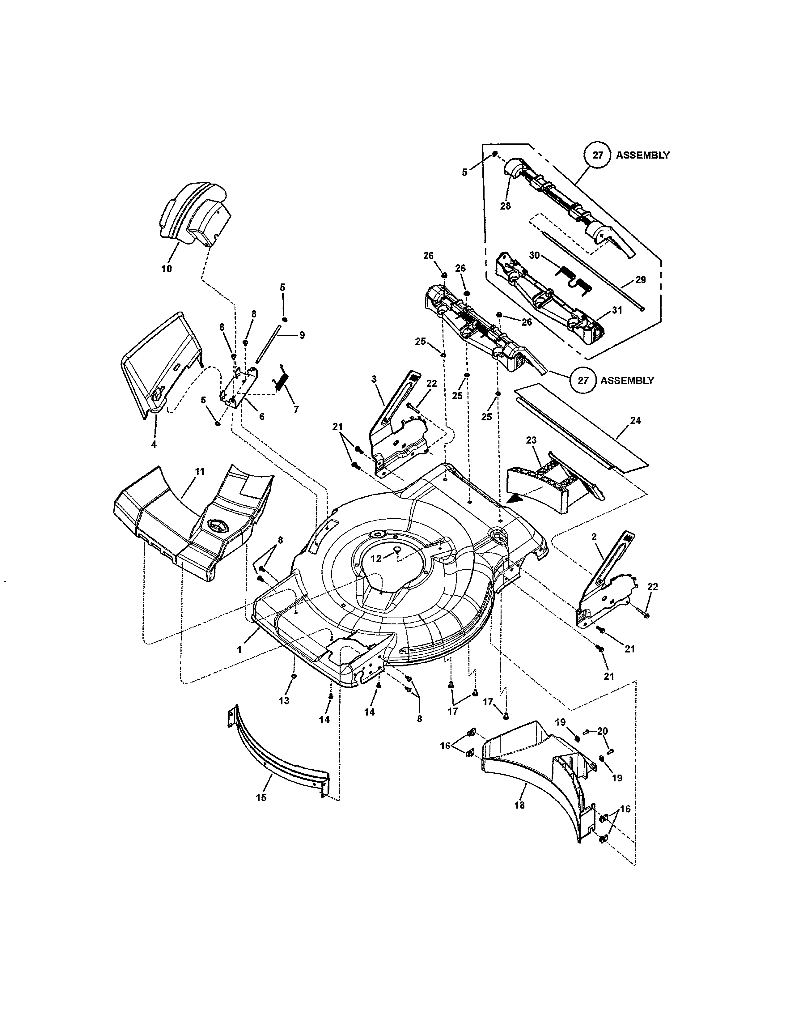 Snapper 130381460 deck-front wheel drive/hi-wheel diagram