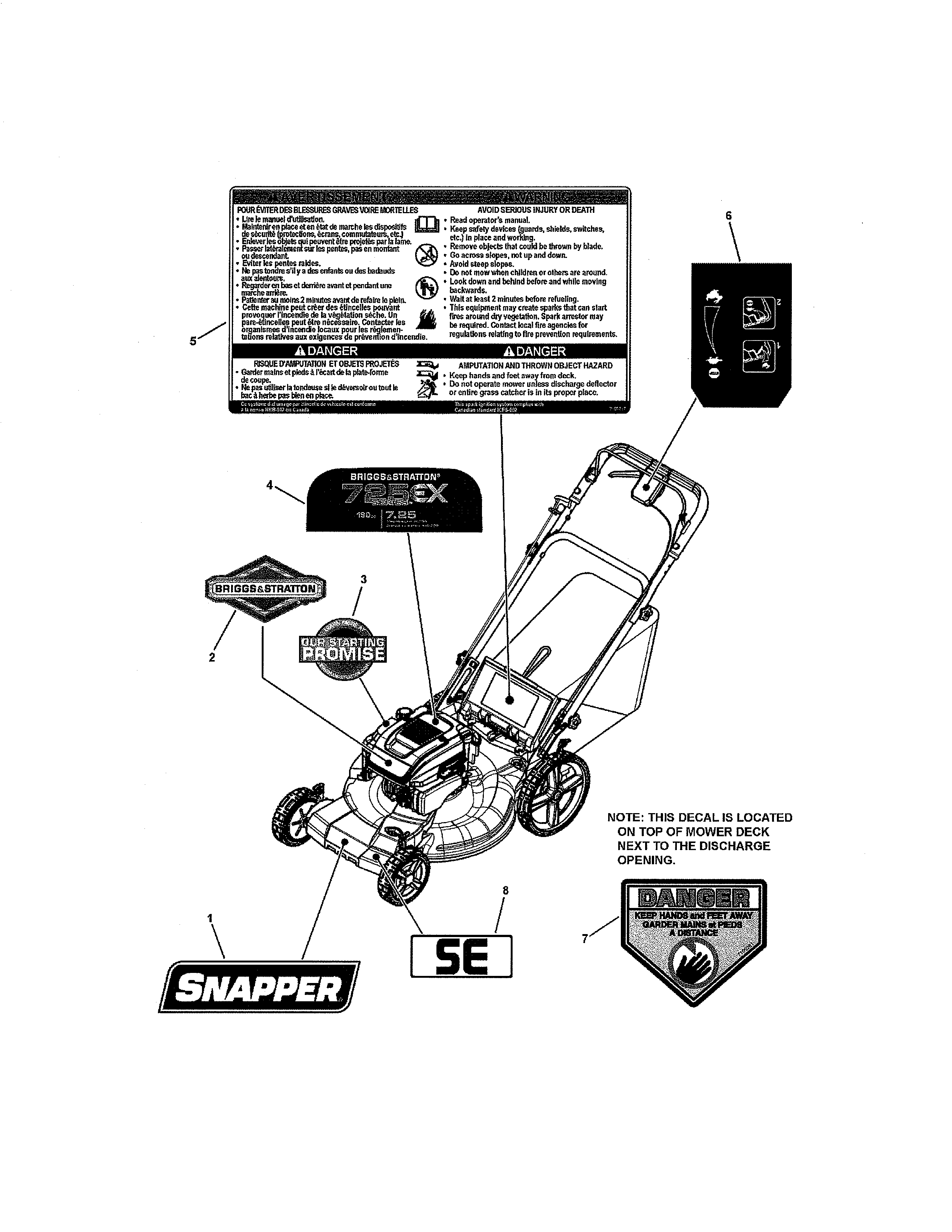 Snapper 130381460 decal diagram