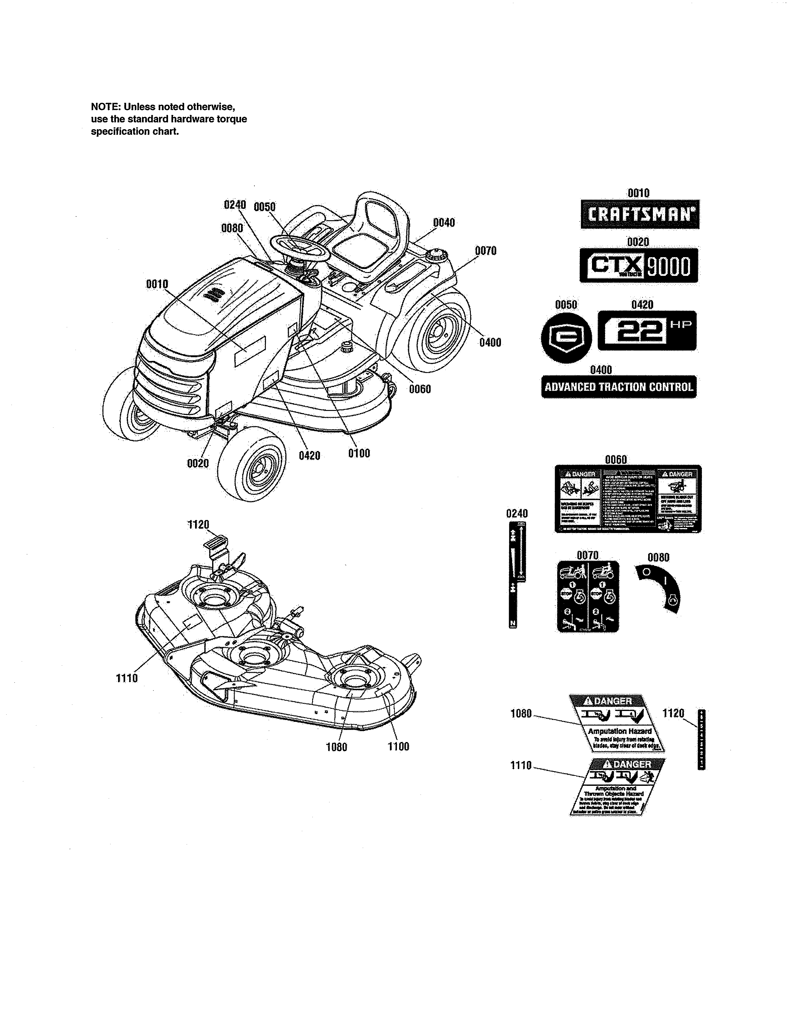 Craftsman 107250050 decal diagram