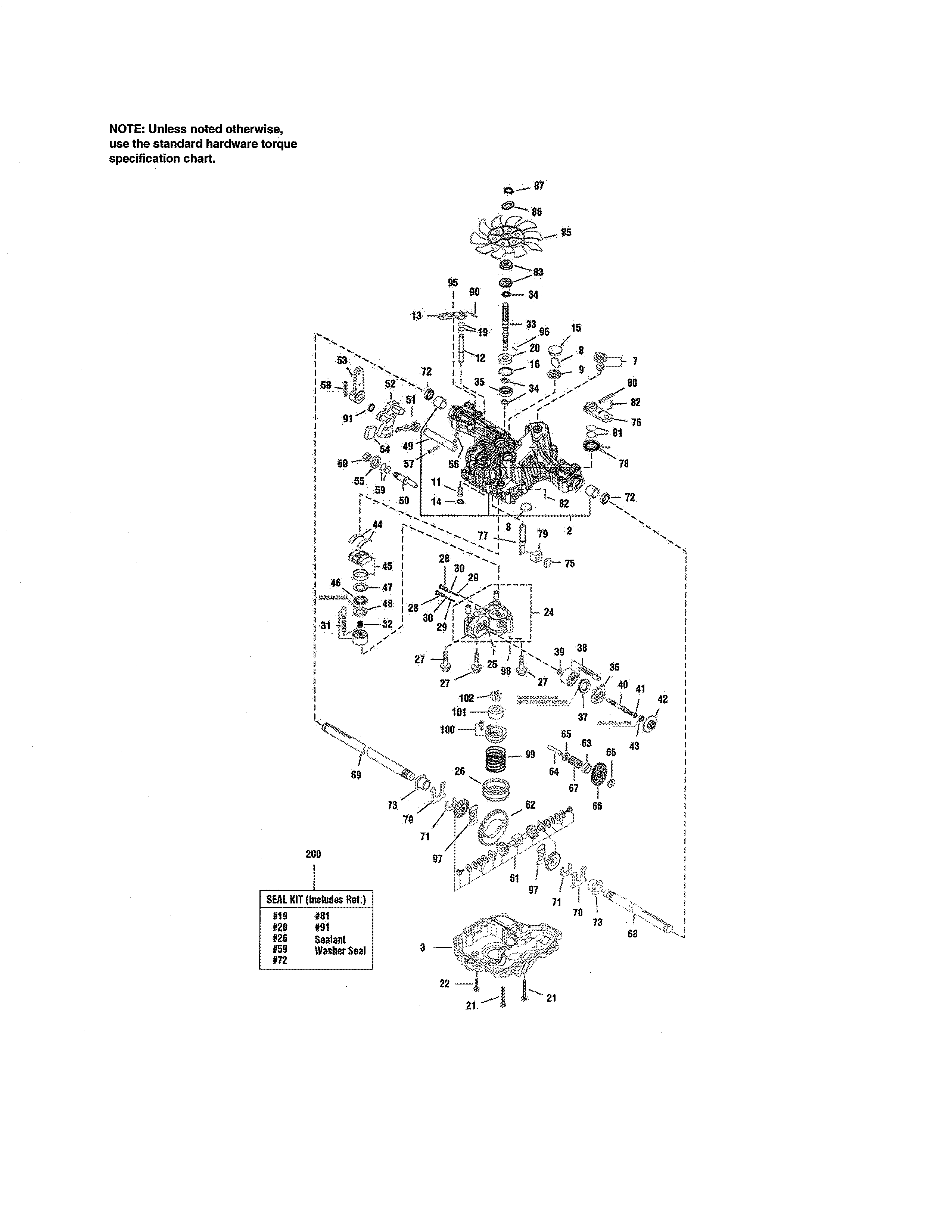 Craftsman 107250050 transmission parts-tuff torq k57a diagram