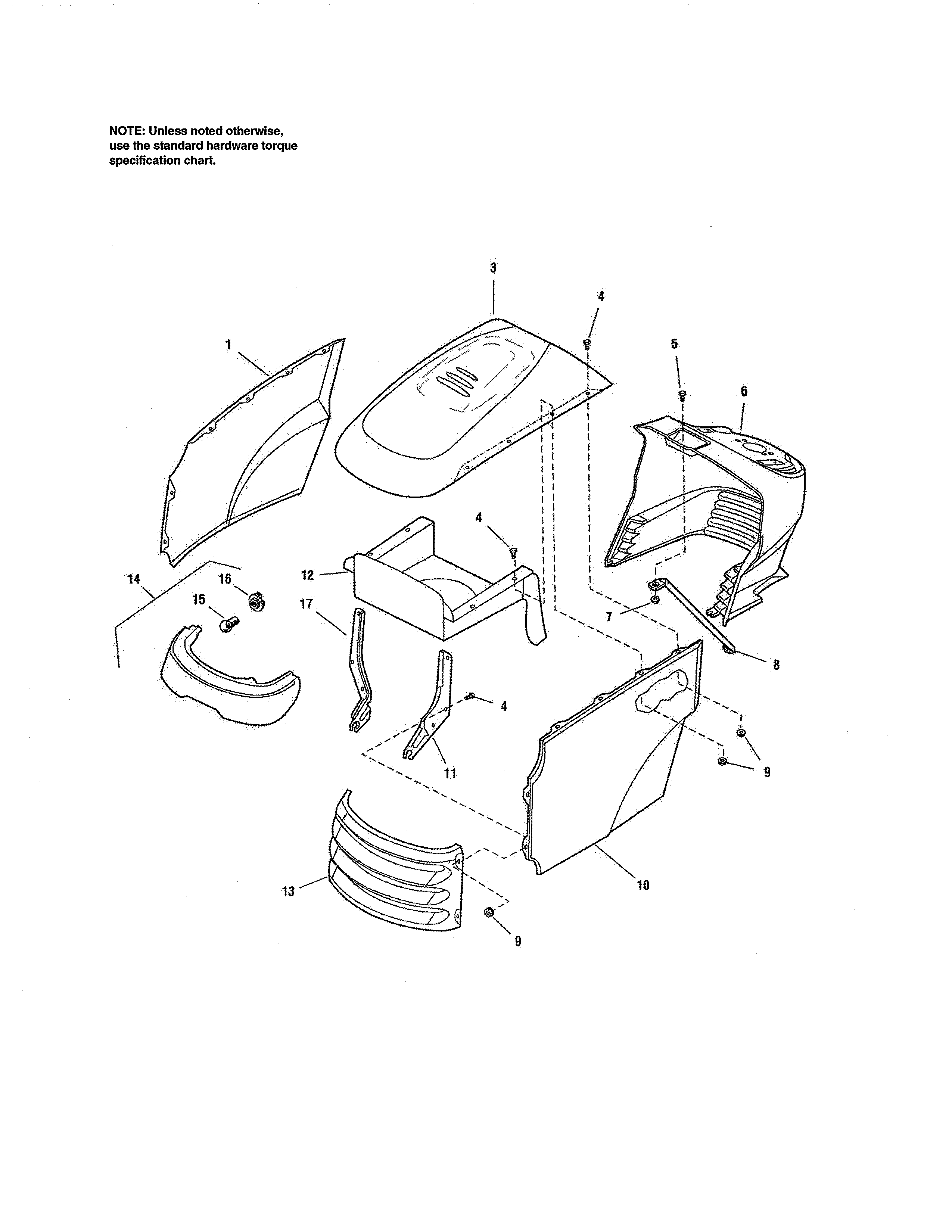 Craftsman 107250050 hood/grille/dash diagram