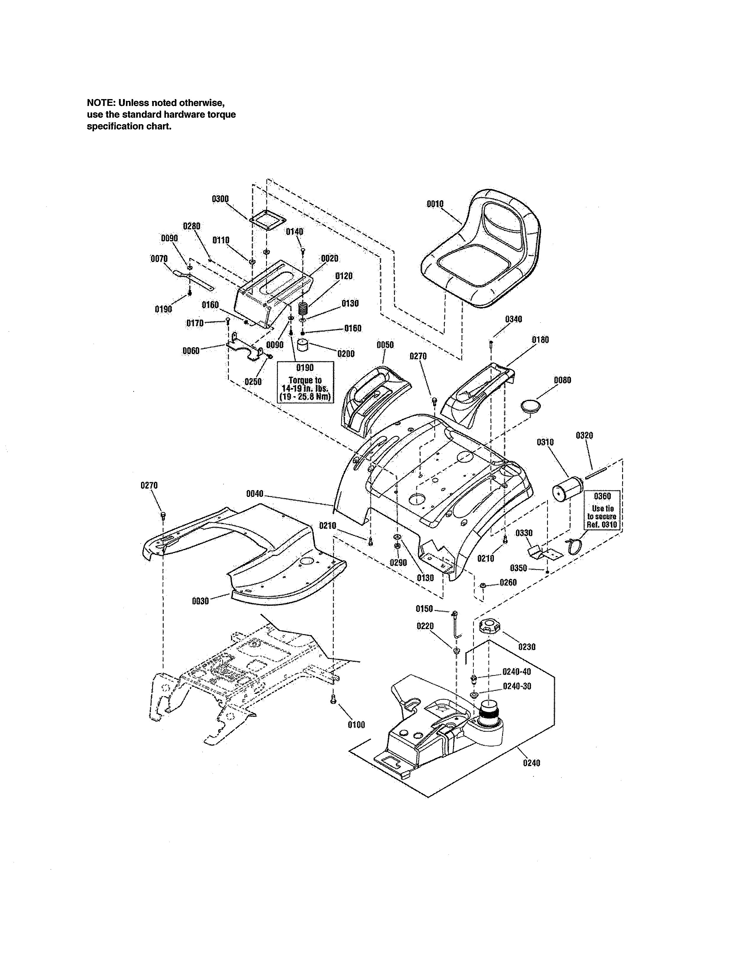 Craftsman 107250050 seat & seat deck/evap compliant diagram