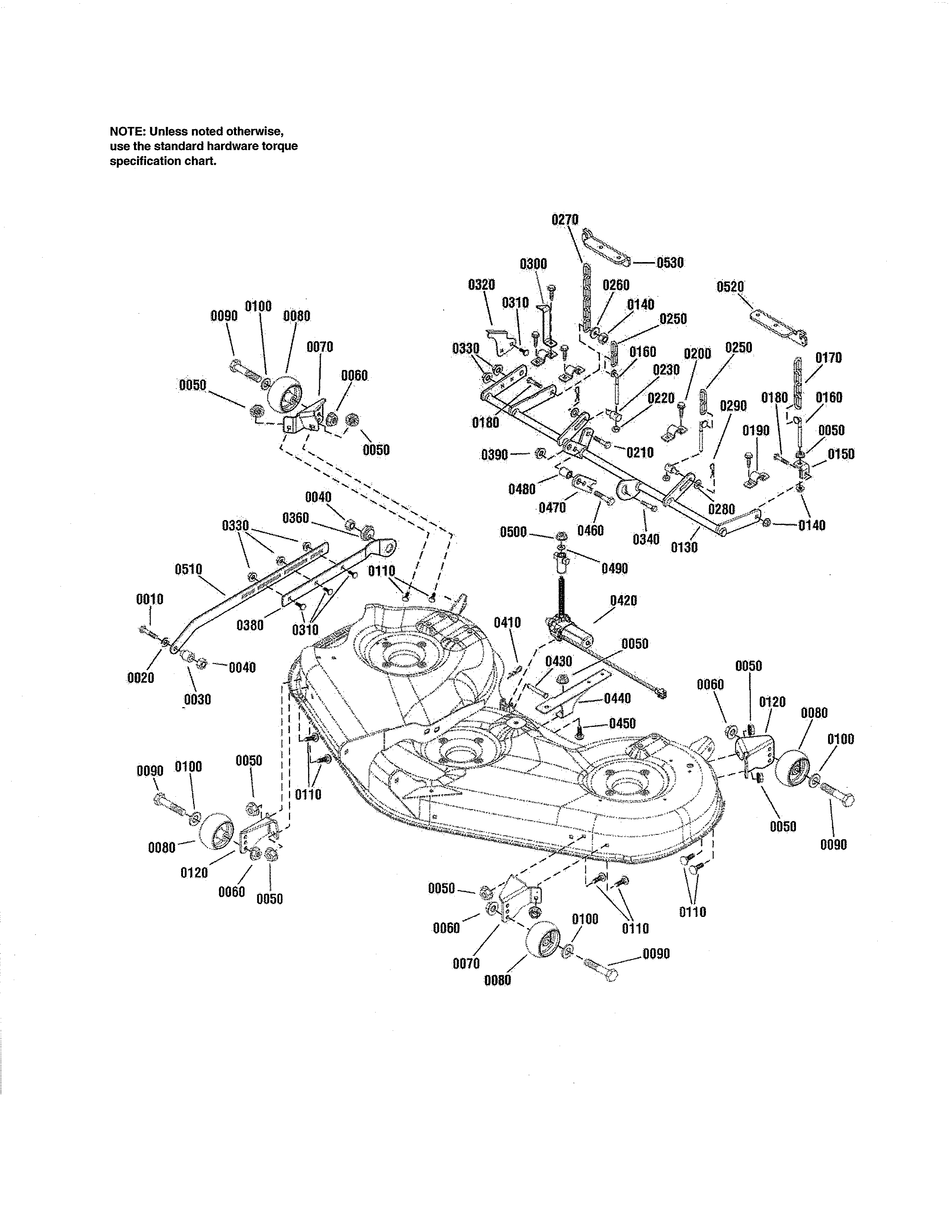 Craftsman 107250050 46" deck-height adjust diagram