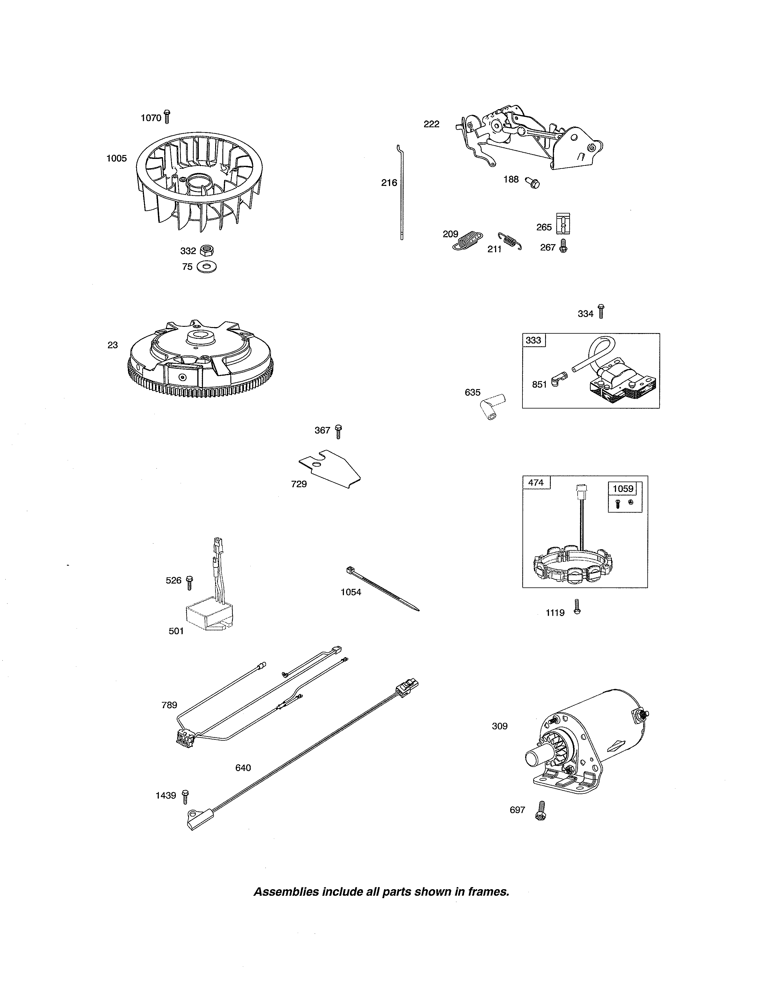 Craftsman 107250050 motor-starter/flywheel diagram