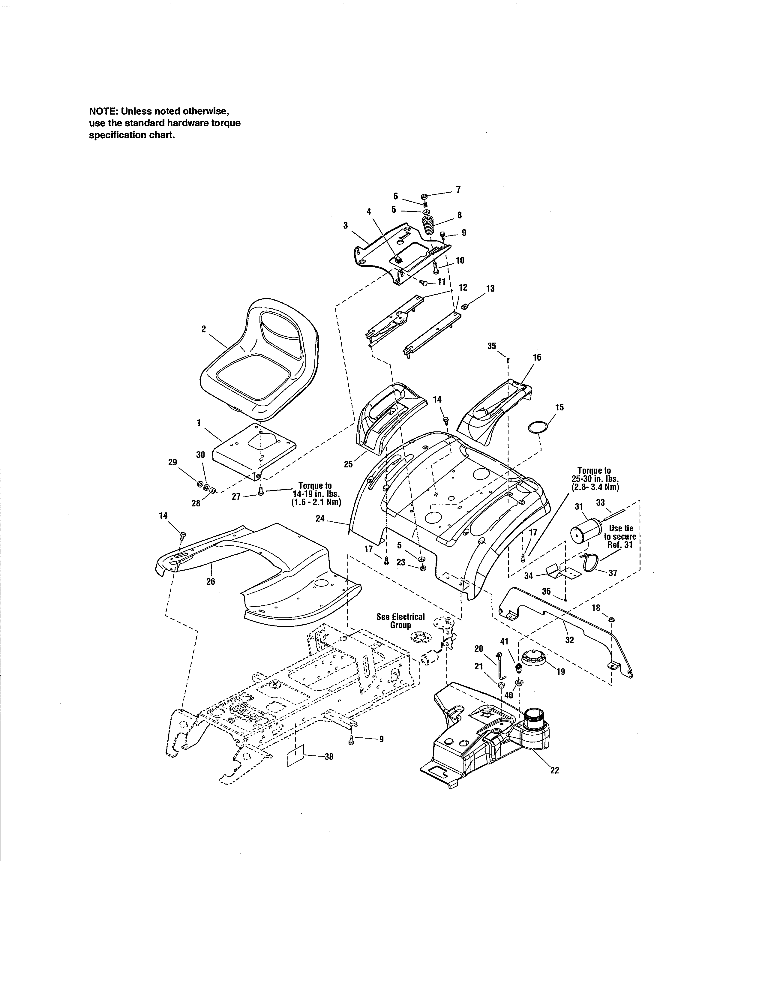 Craftsman 107250070 seat & deck - evap compliant diagram