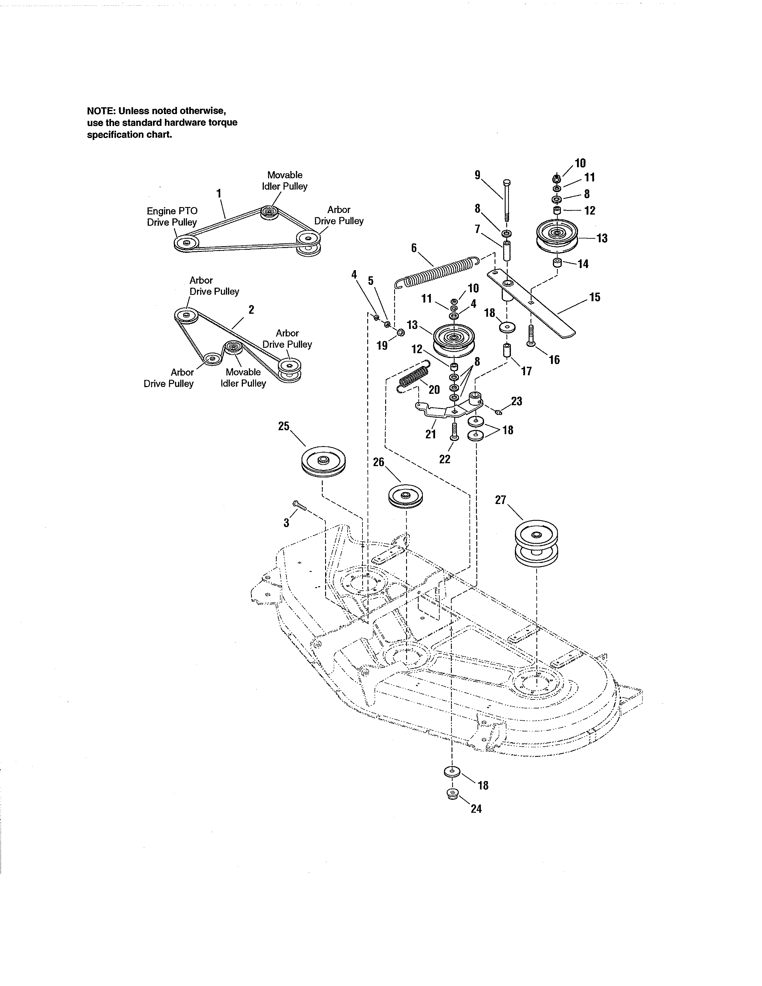 Craftsman 107250070 54" deck - arbor drive diagram