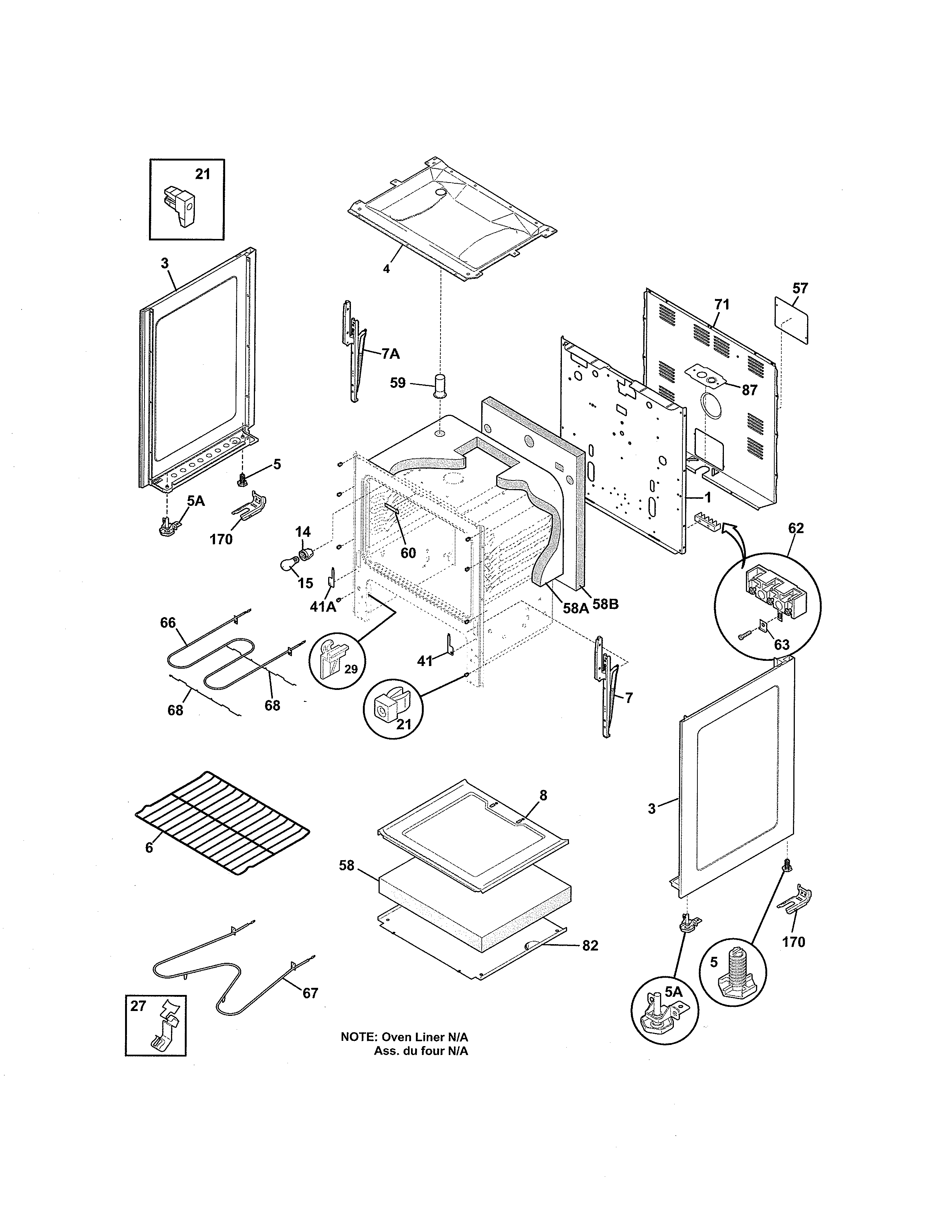 Tappan TEF317BWE body diagram