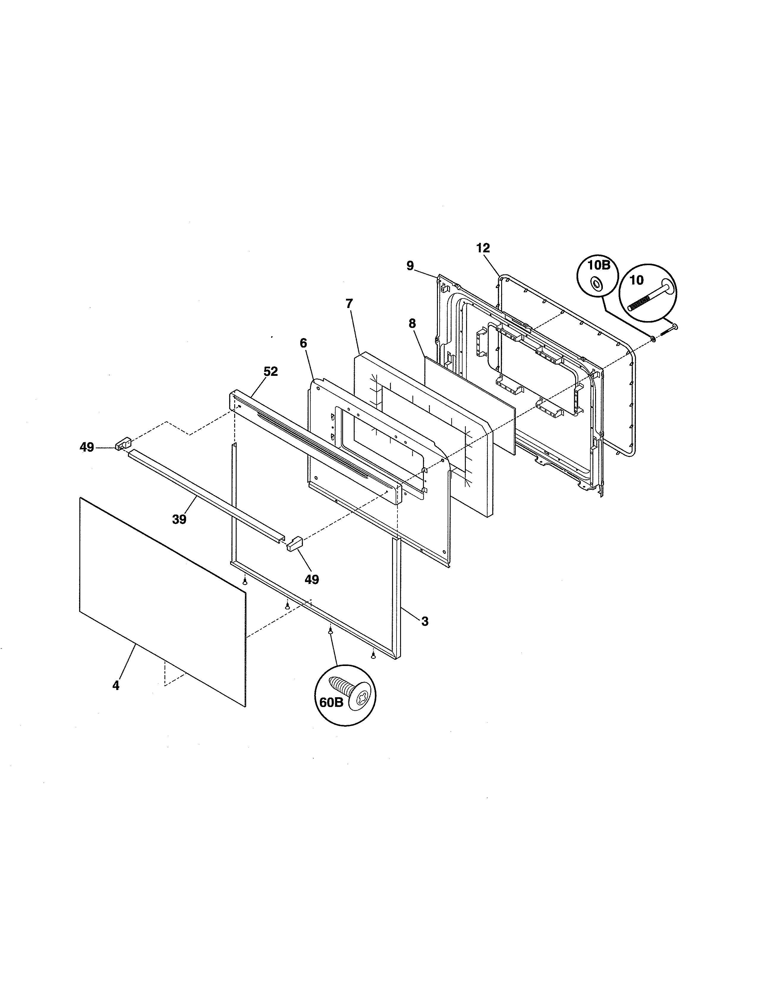 Tappan TEF317BWE door diagram