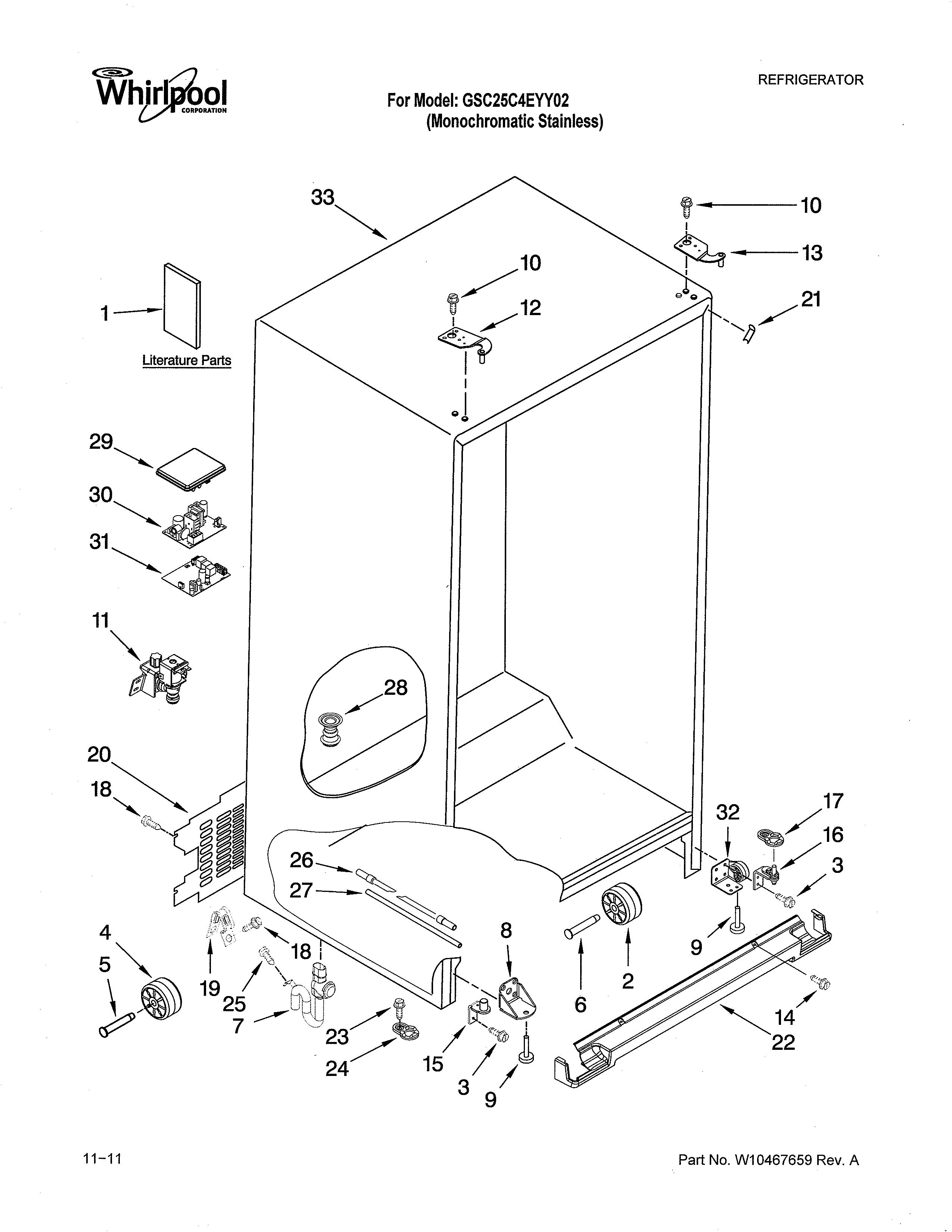 Whirlpool GSC25C4EYY02 cabinet diagram