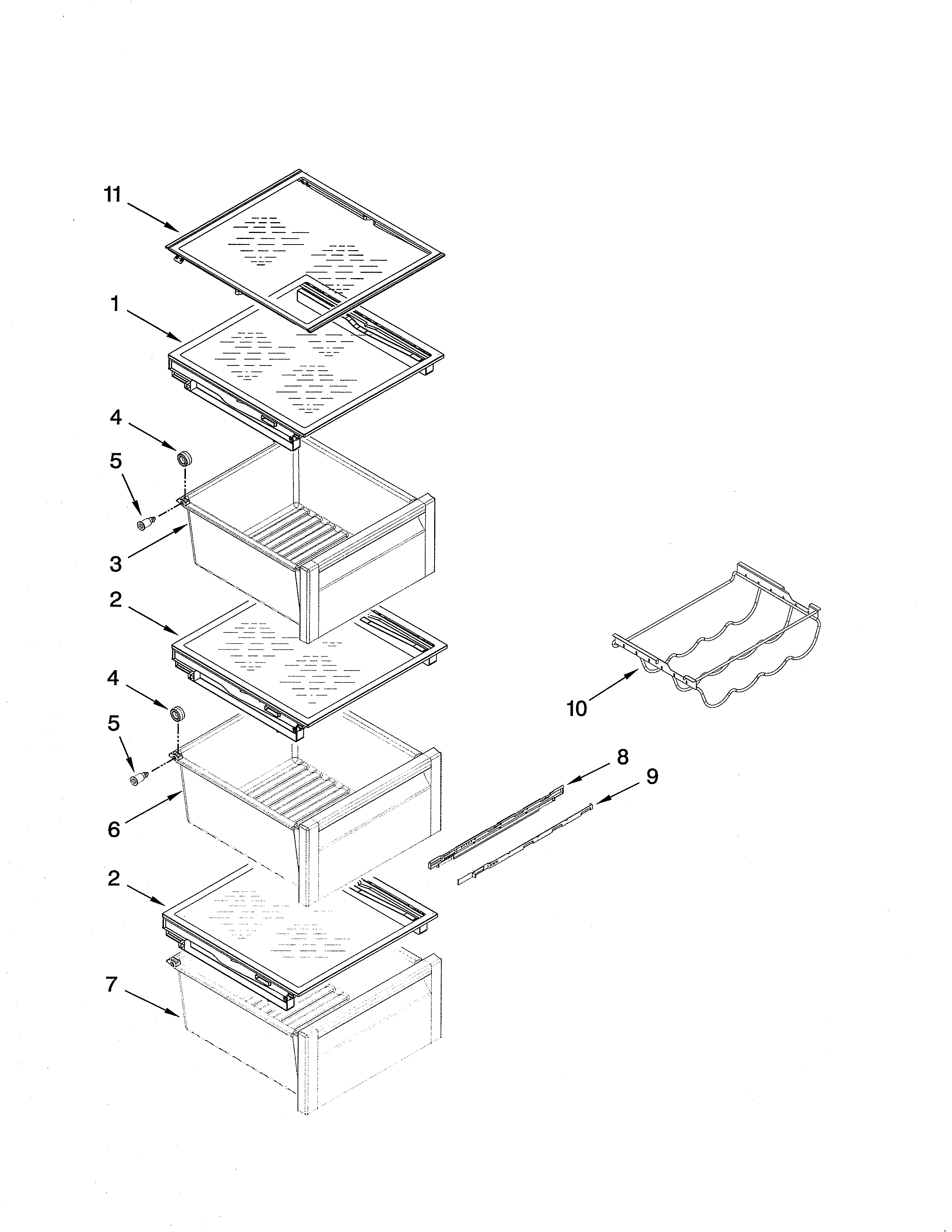 Whirlpool GSC25C4EYY02 refrigerator shelf diagram