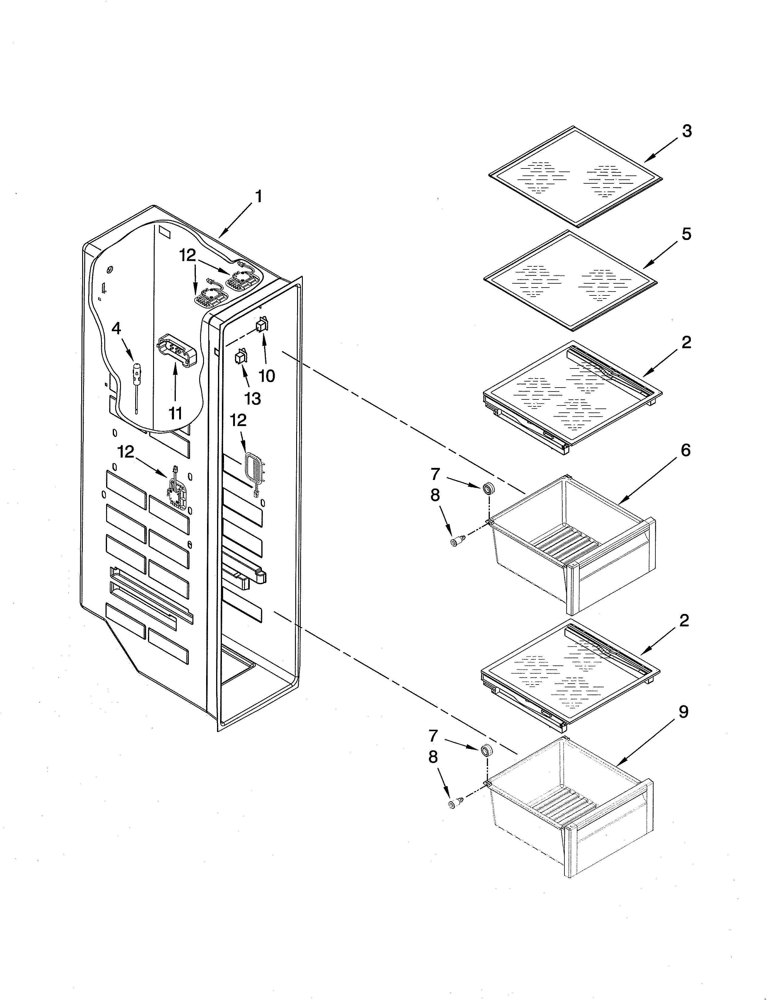 Whirlpool GSC25C4EYY02 freezer liner diagram