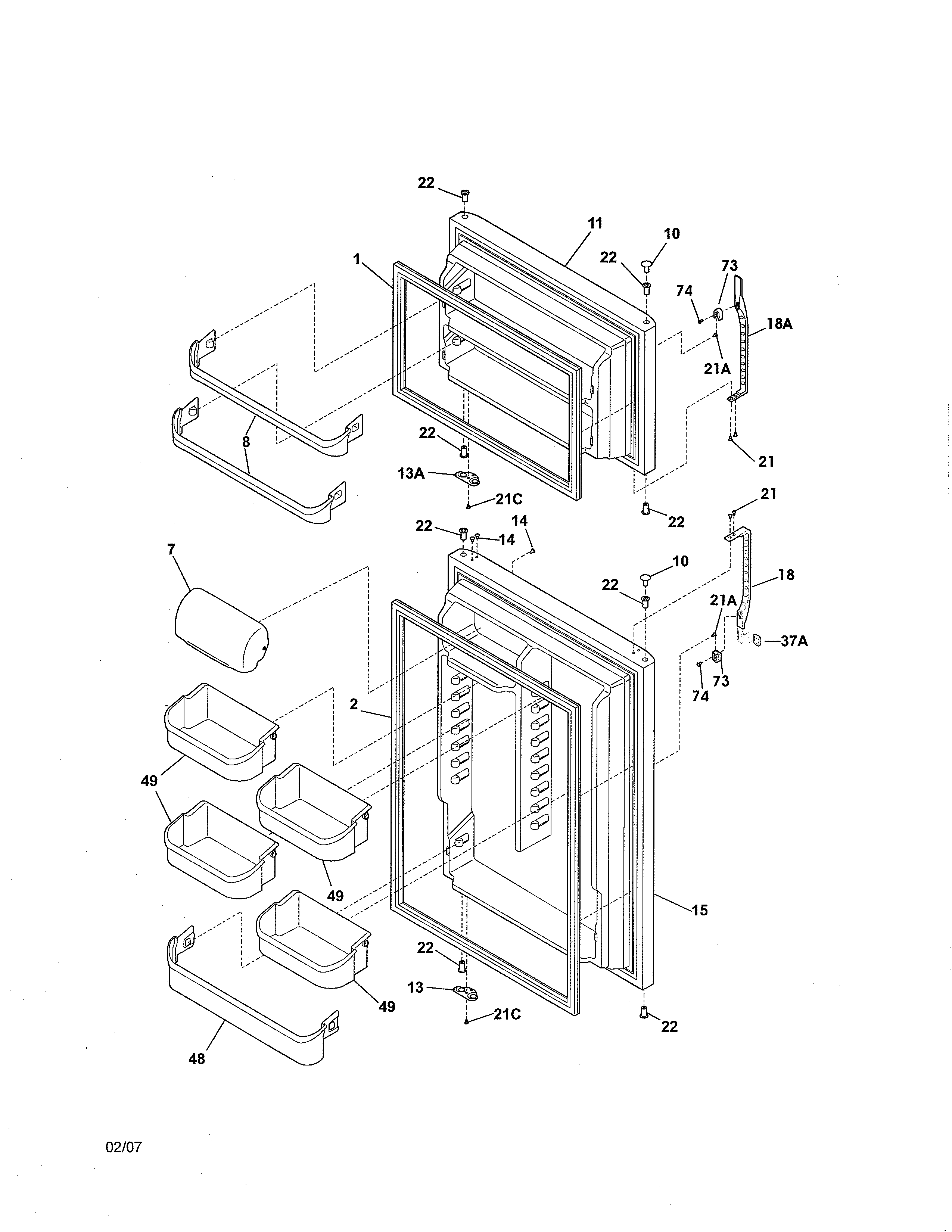 Kenmore 25367872505 door diagram
